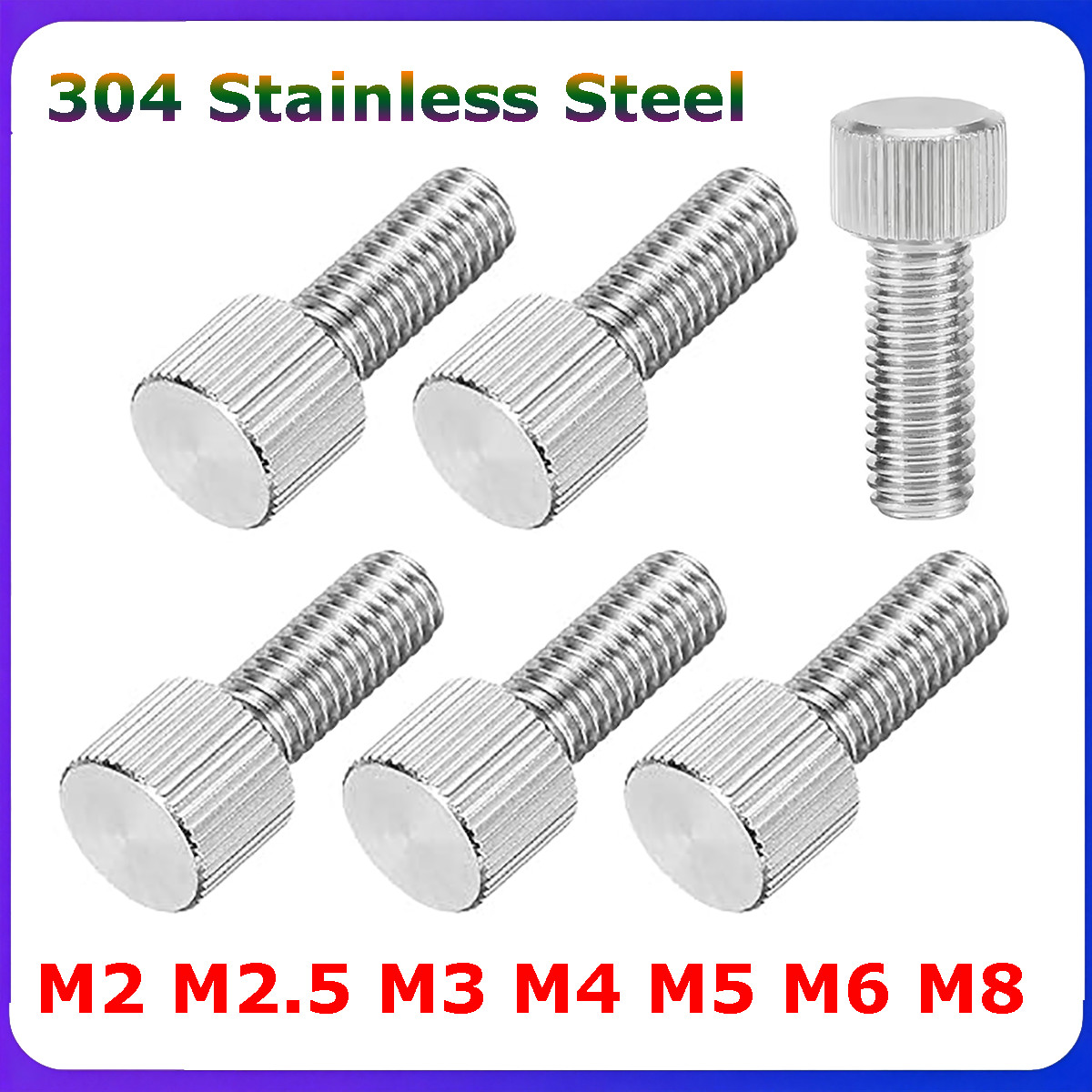 Knurled Stainless Steel Thumb Screw M2,2.5,3,4,5,6,8 Flat Head Thumbscrew Bolt