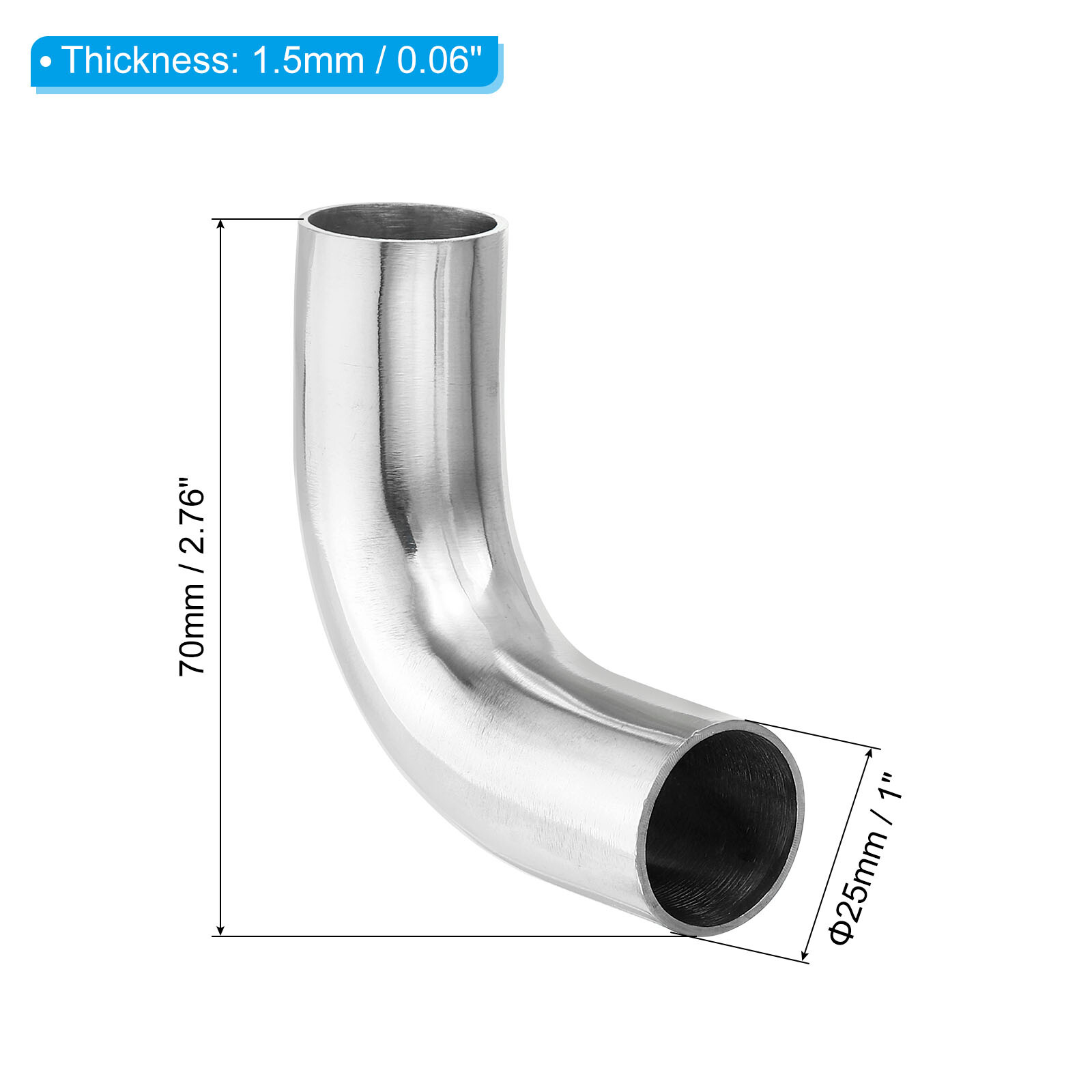 90 Degree Mandrel Bend Elbow 1 Inch OD Steel Exhaust Elbow Exhaust Piping