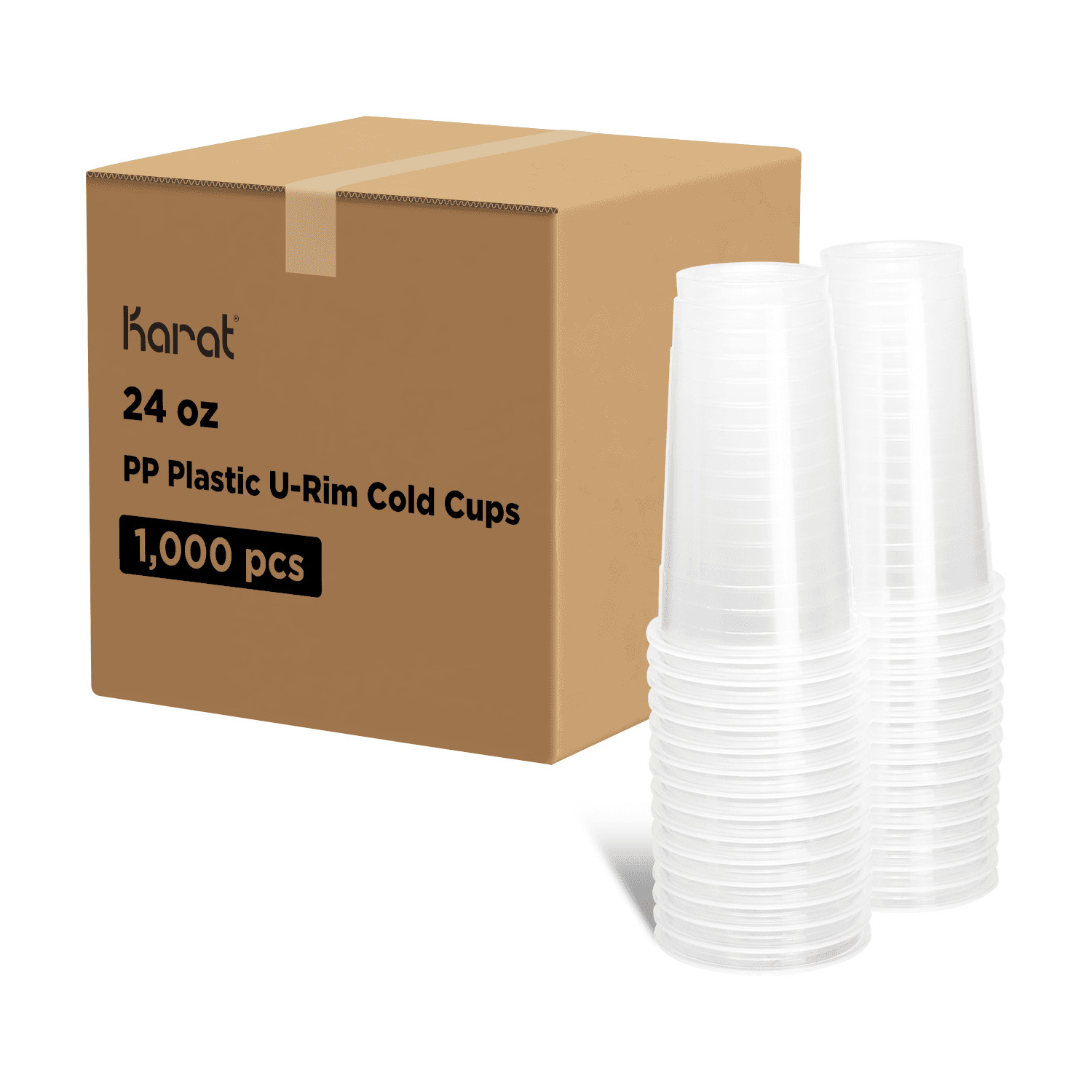 Karat 24oz PP Plastic U-Rim Cold Cups (95mm) – 1,000 ct, C1012 (Karat)