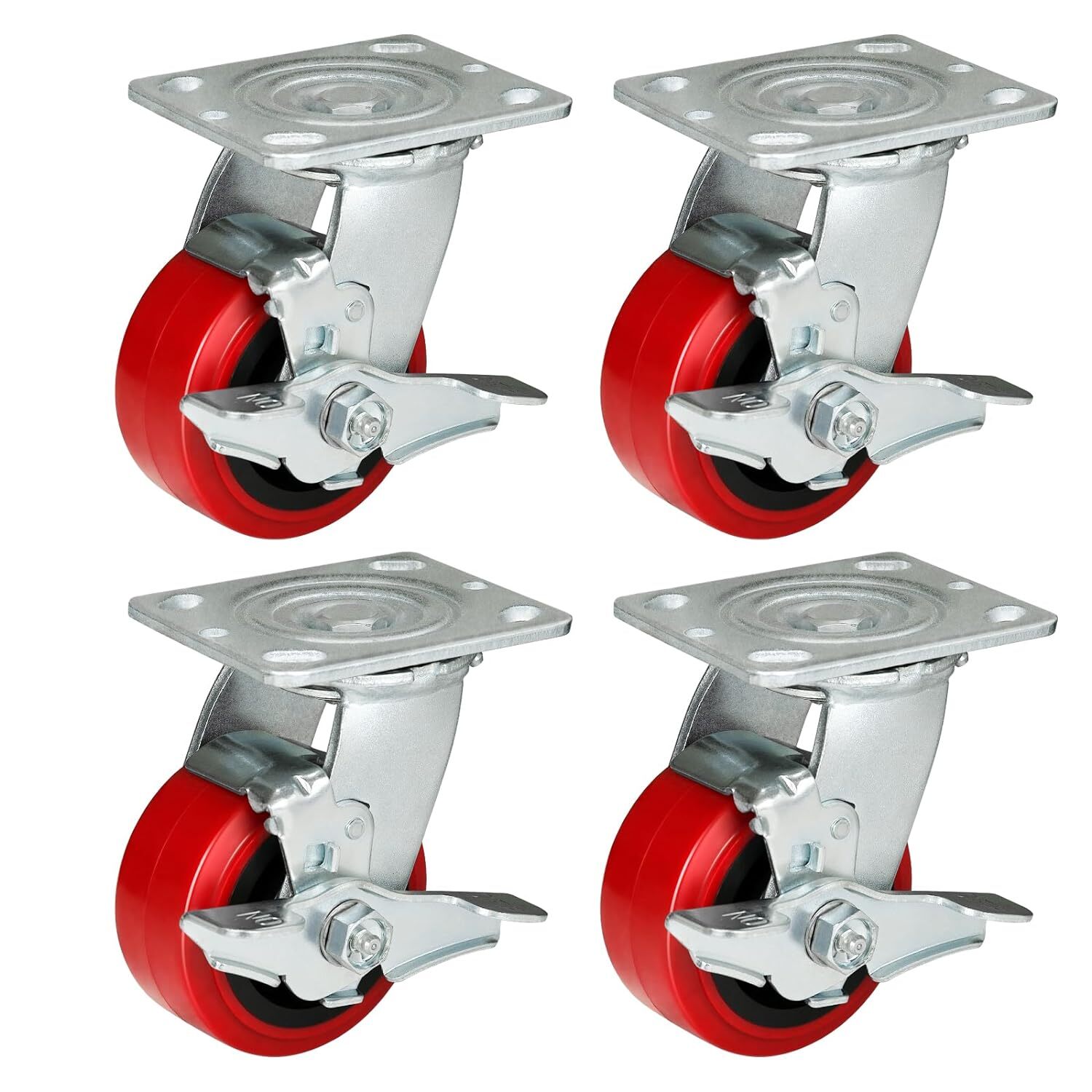 4 Inch Polyurethane Tread Caster Wheels Heavy Duty,Capacity 600-2400LB