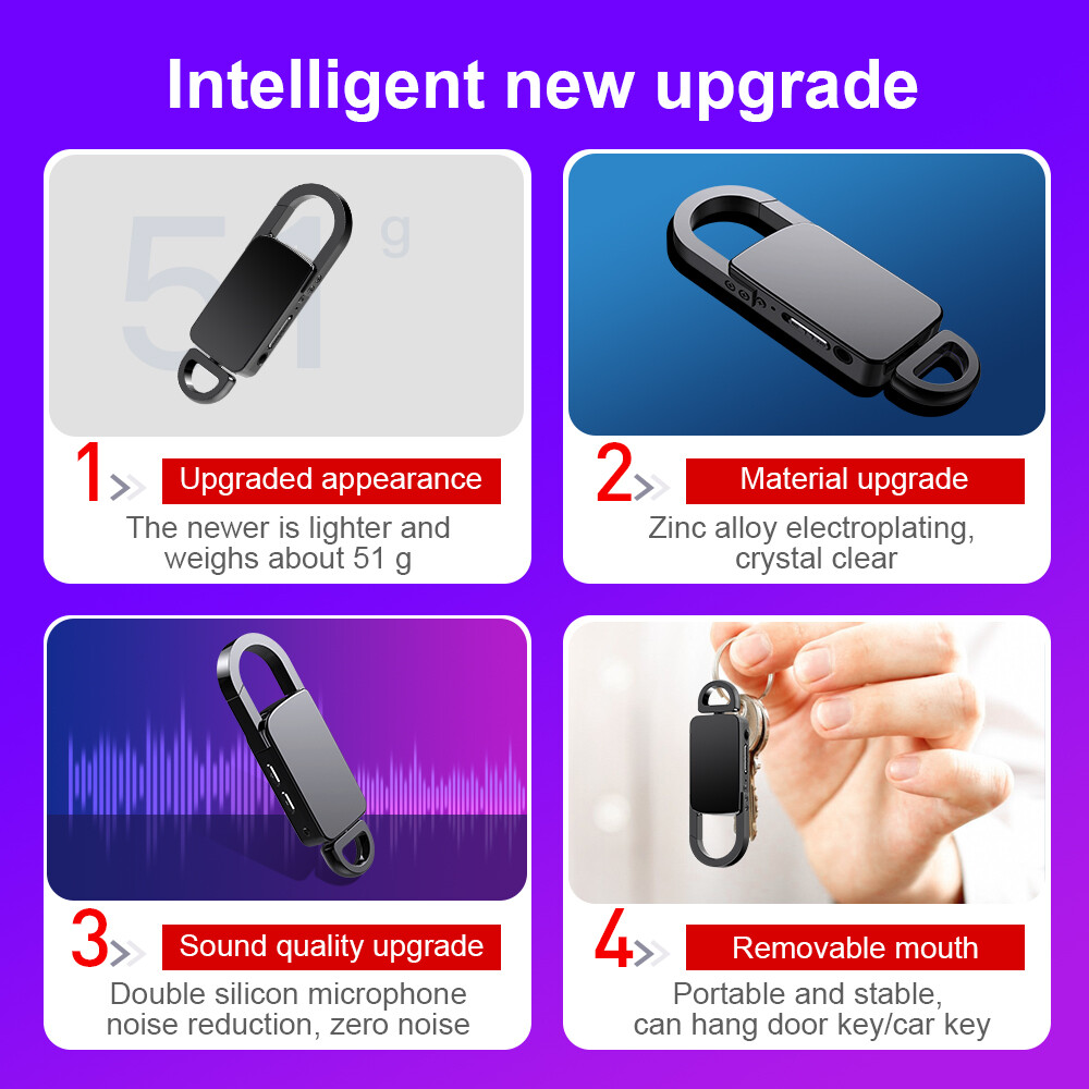 Mini Hidden Audio Recorder Voice Activated Listening Device Keychain MP3 Player
