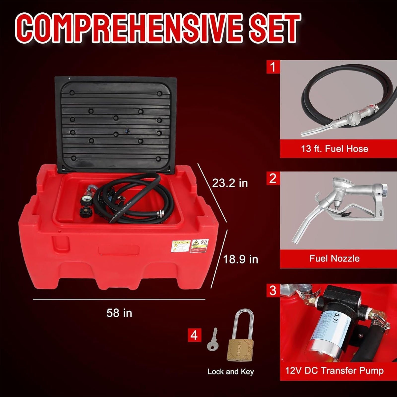 40 Gallon Portable Gasoline Diesel Fuel Transfer Tank with 12V DC Pump for Truck