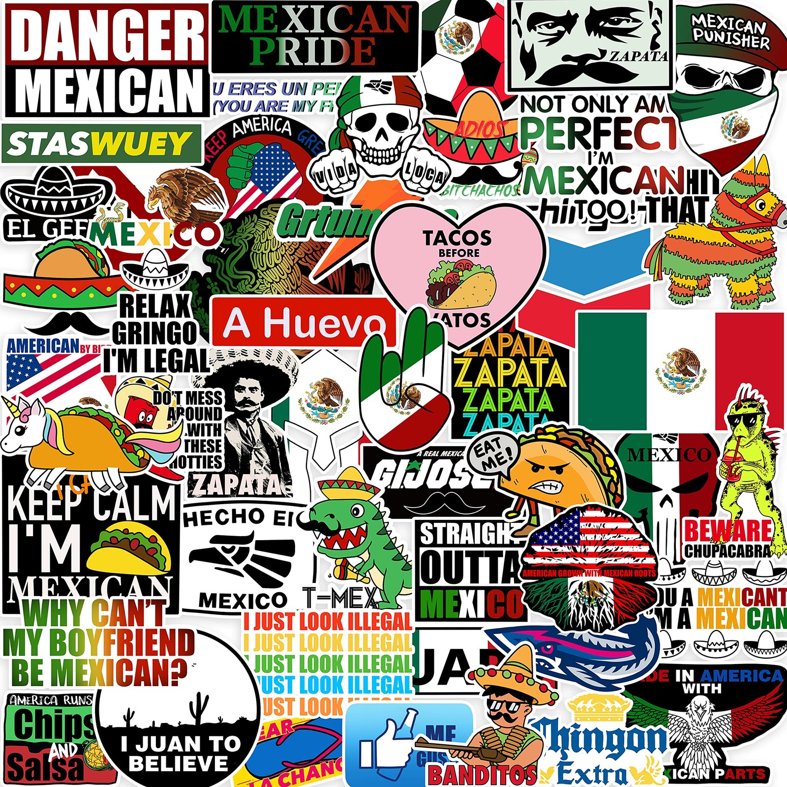 100pcs Mexican Hardhat Stickers, Funny Vinyl Mexico Tool Box Stickers, Design…