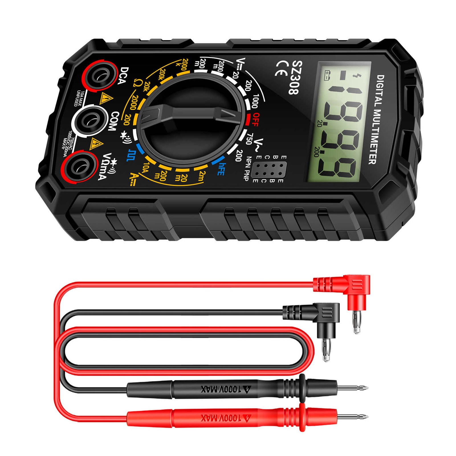 LCD Digital Multimeter with Buzzer for Continuity AC DC Voltage Current Testing