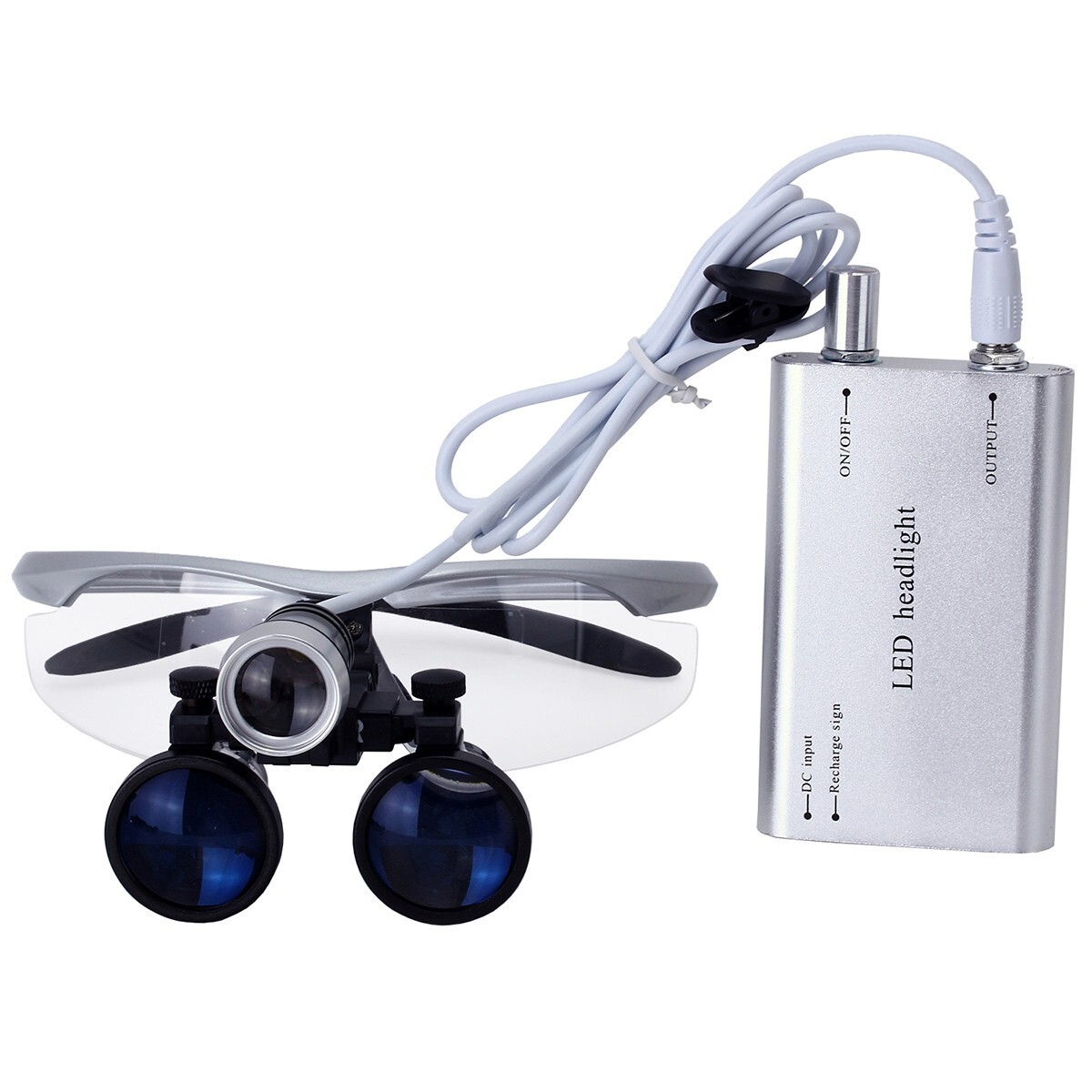 Dental 3.5X Surgical Magnifier Medical Binocular Loupes with LED Head Light