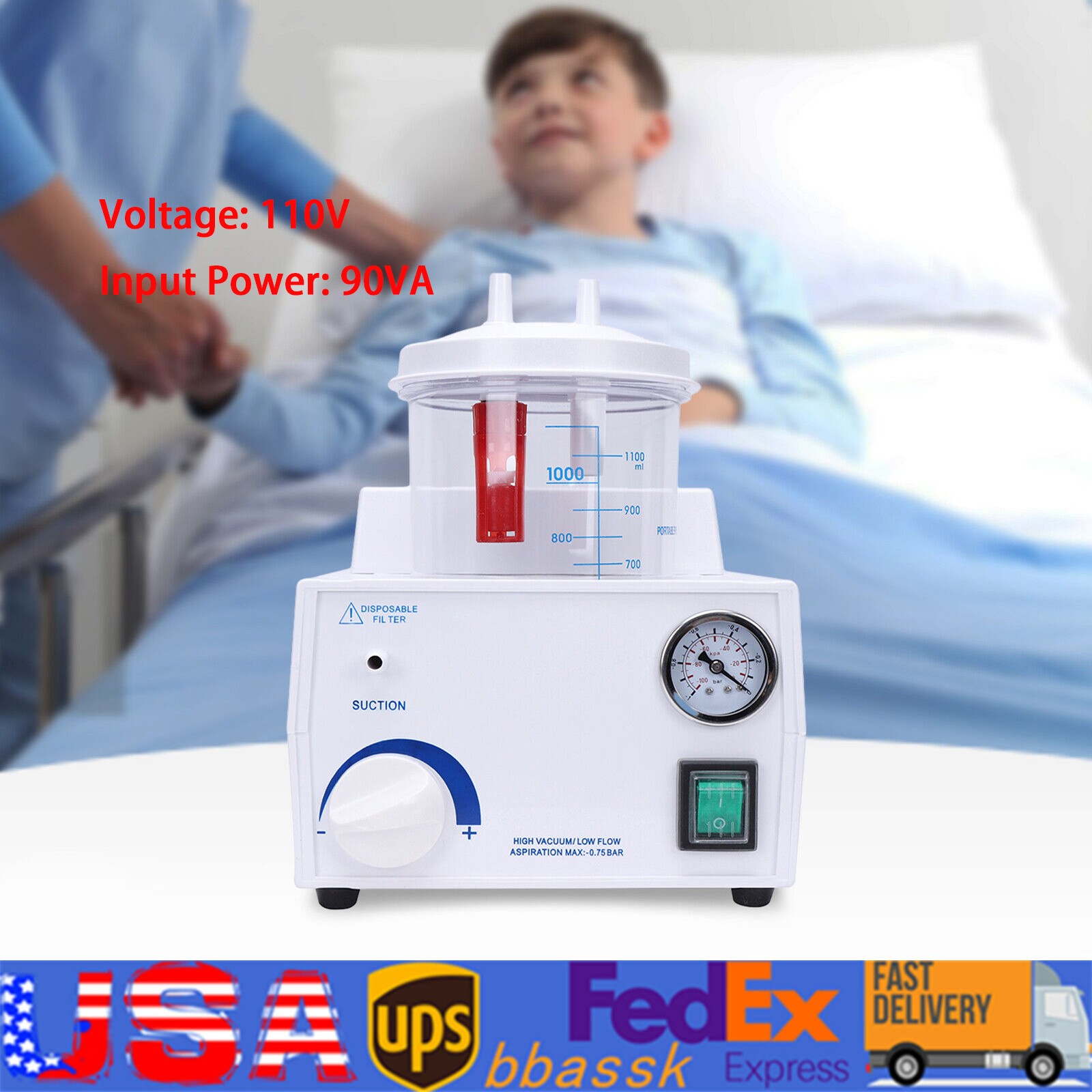 Vacuum Phlegm Quiet Suction Unit Portable Medical Emergency Aspirator Machine