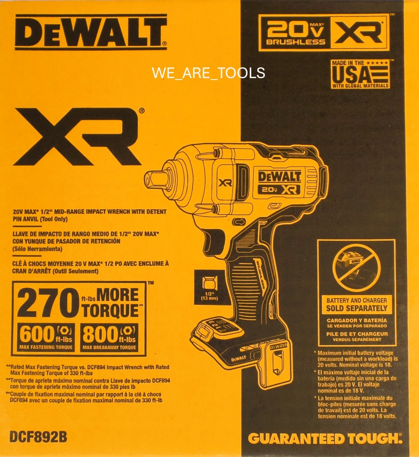Dewalt DCF892B 20V MAX 1/2″ Mid-Range Impact Wrench with Detent Pin