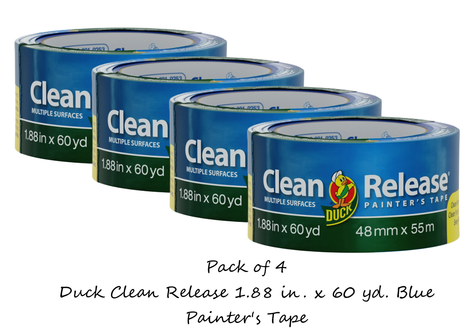 Duck Clean Release Blue Painter’s Tape 1.88 in x 60 yd – 4 Rolls