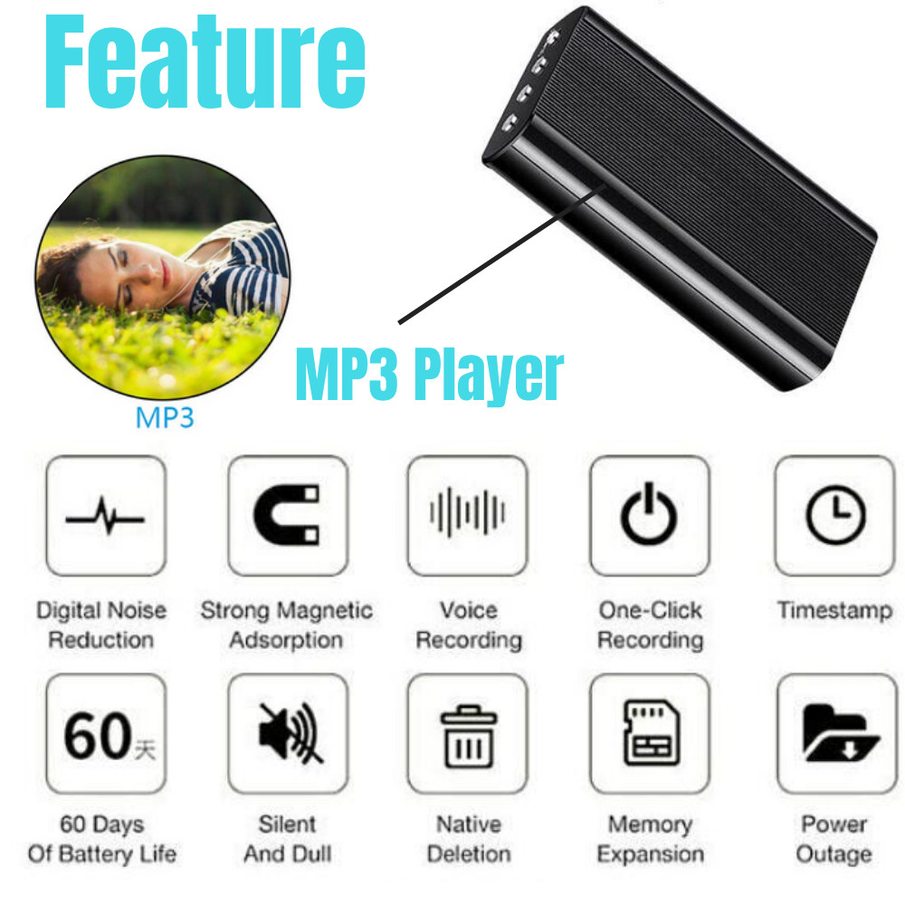 240 Hr Spy Mini MP3 Digital Voice Activated Recorder 16GB Audio Recording Device