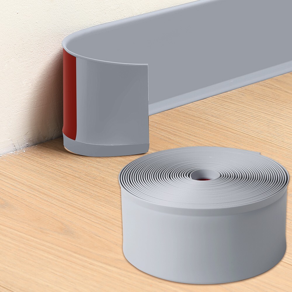 Vinyl Wall Base Baseboard Molding Trim 4″x 40FT Flexible Self Adhesive Grey