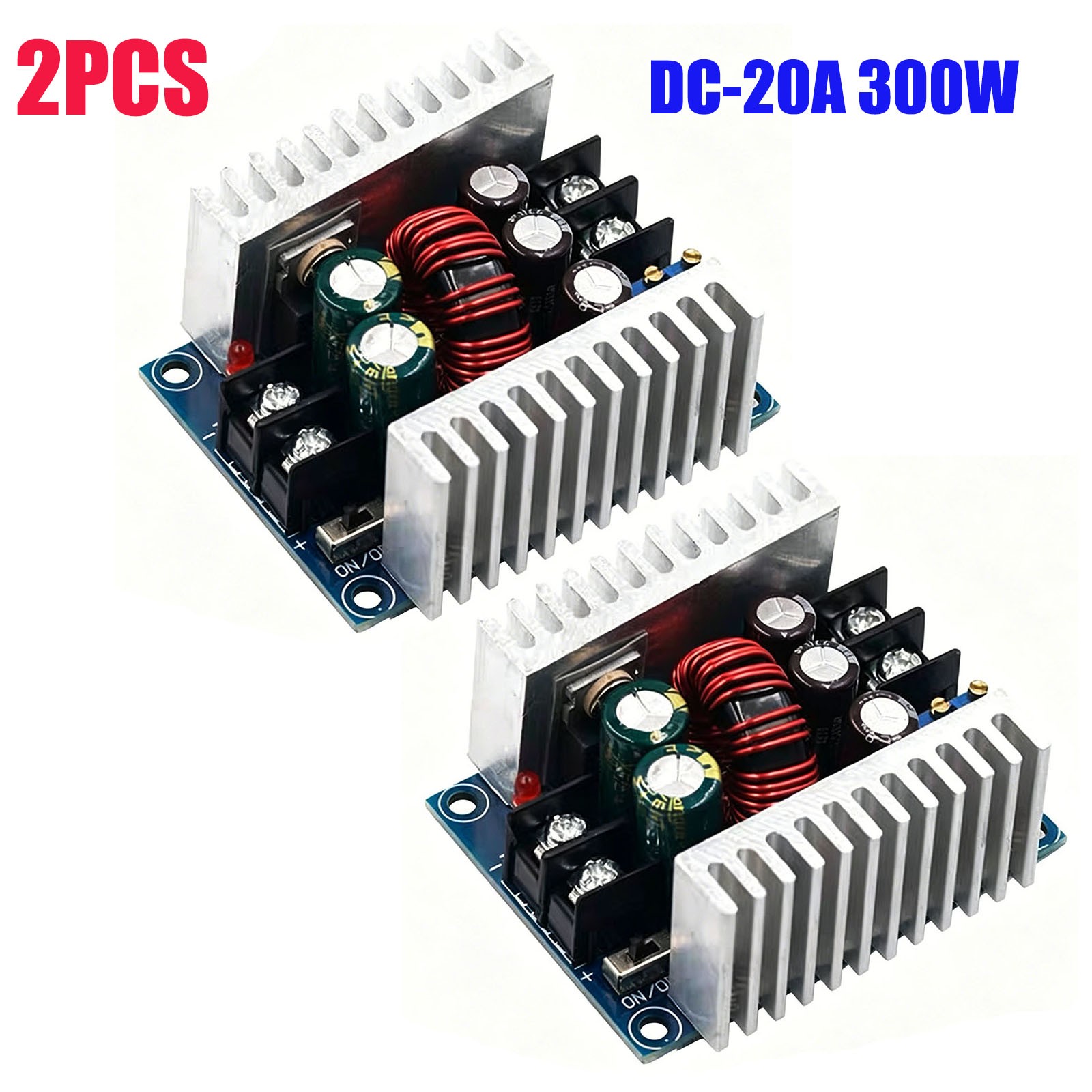 2x DCDC Converter 20A 300W Buck-Boost Adjustable Step Down Charger Board Tool