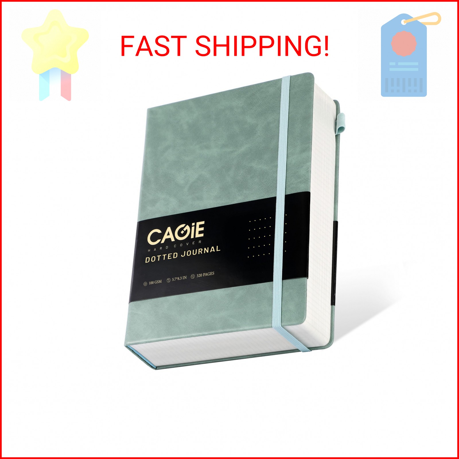 CAGIE Bullet Dotted Journal Notebook 320 Pages 100 GSM Paper Hardcover A5 Dot Gr