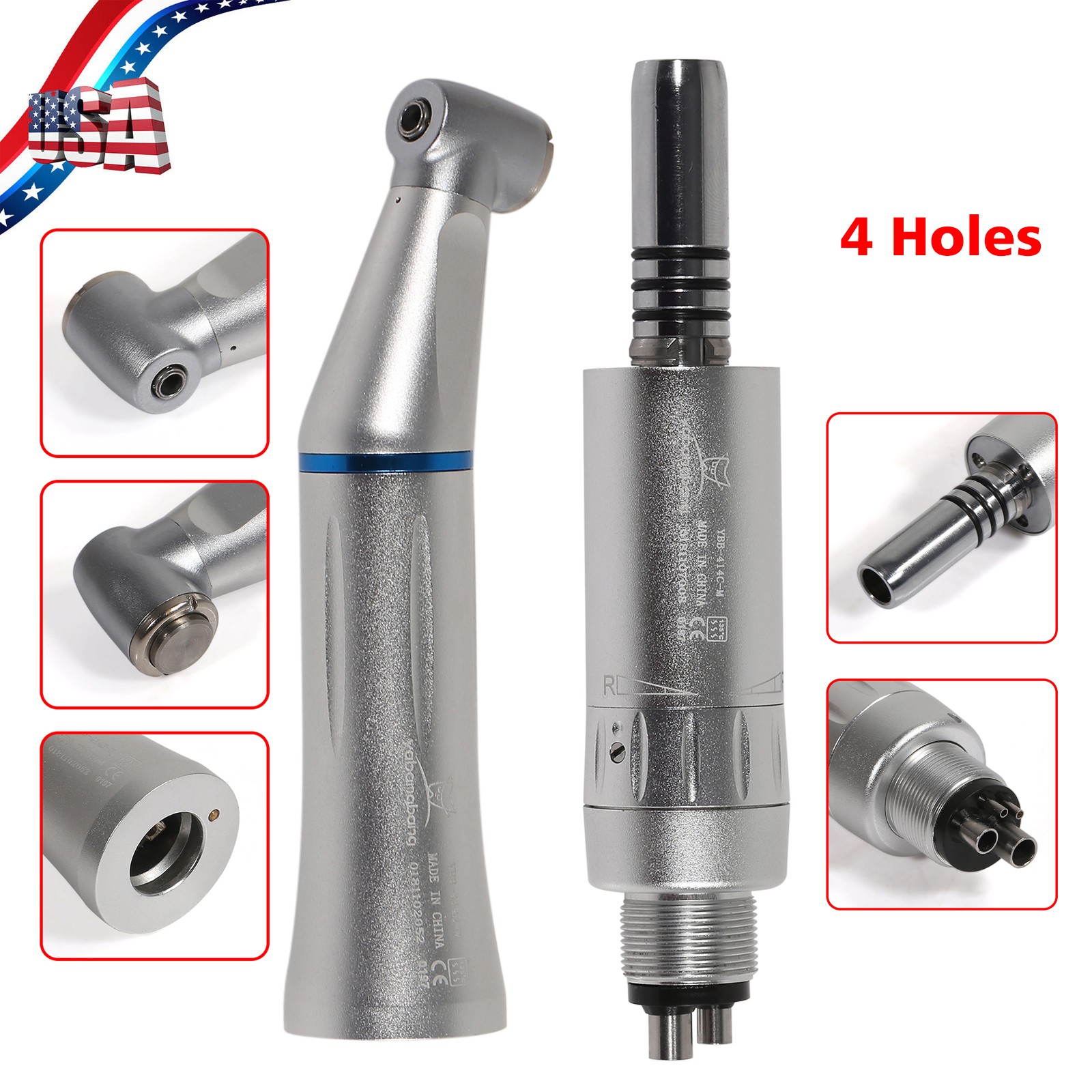 NSK Style Dental Slow Low Speed Handpiece Contra Angle Straight Motor 2/4Hole YP