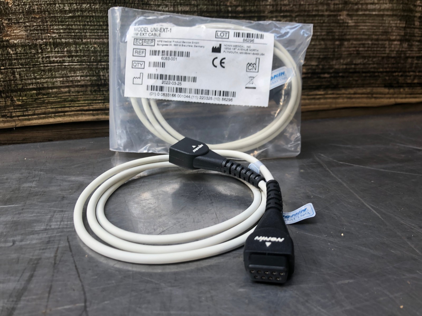 NOS Nonin Universal 3ft/1M SpO2 Oximeter Sensor Extension Cable PN: 6083-001