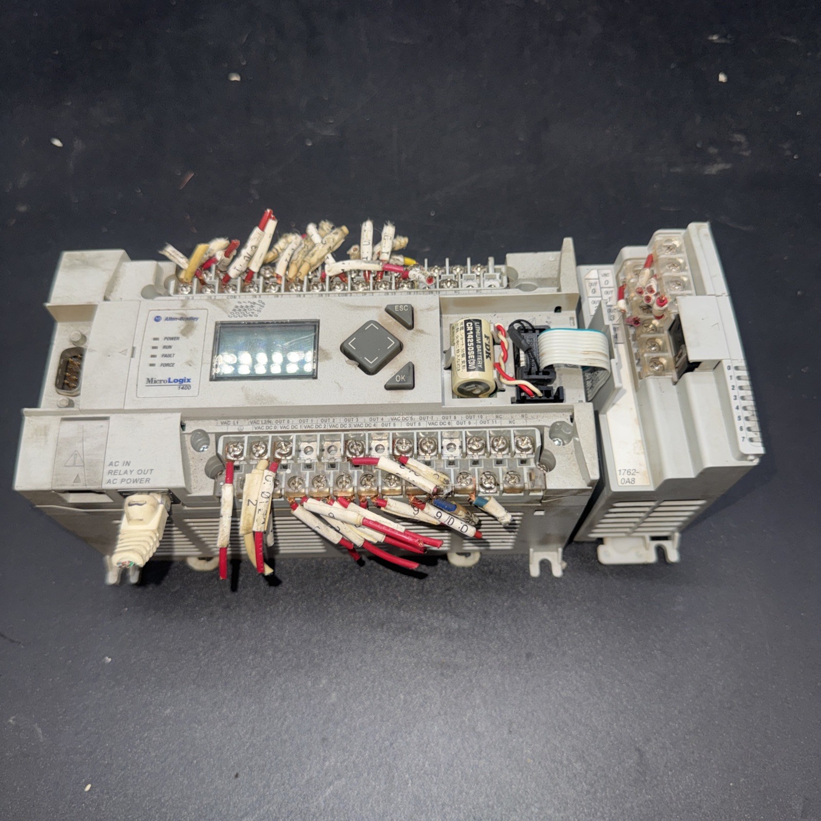 USED ALLEN BRADLEY 1766-L32AWA MICROLOGIX 1400 CONTROLLER SER.B W/ 1762-oA8