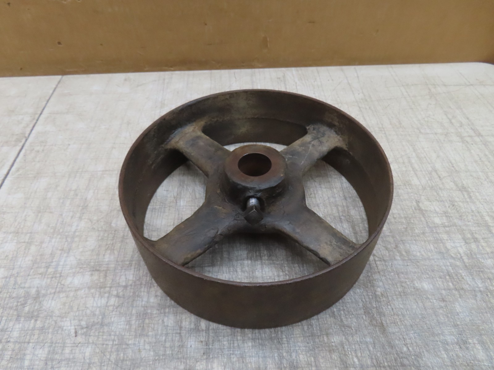 VTG ANTIQUE CAST IRON FLAT BELT PULLEY LINE SHAFT HIT MISS ENGINE 10x3x1-1/4