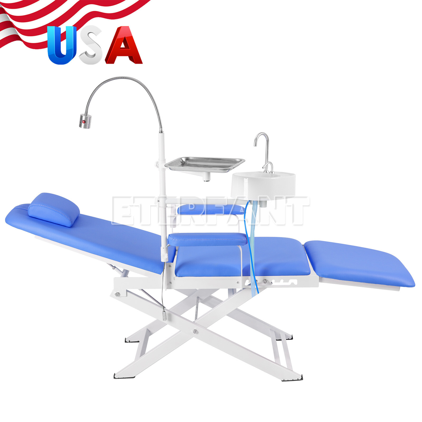 ENTERFANT Portable Dental Chair Mobile Exam Folding Silla LED Light Lamp+Tray