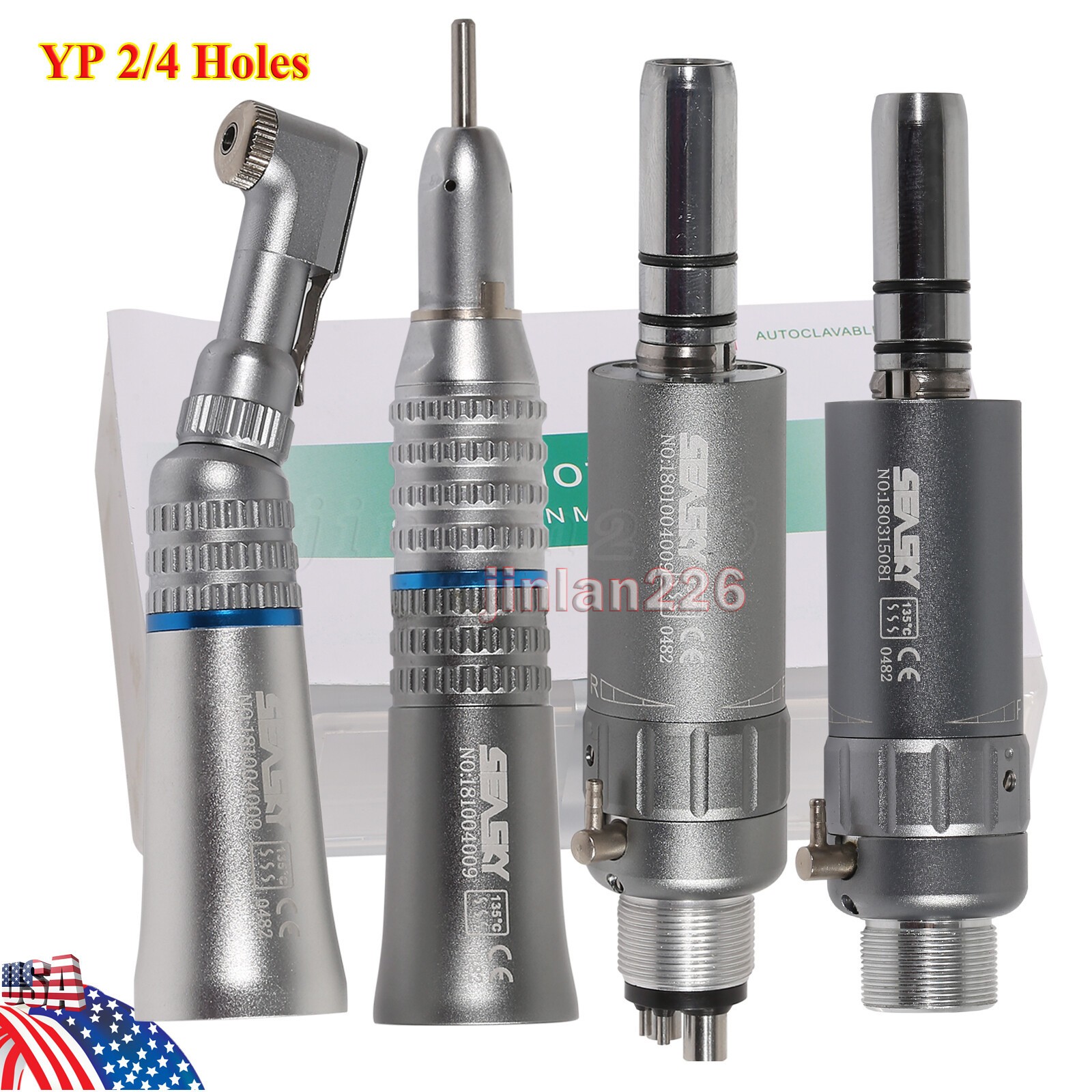 Dental Slow Speed Handpiece Contra Angle/Straight /Air Motor 4Hole NSK Style NEW