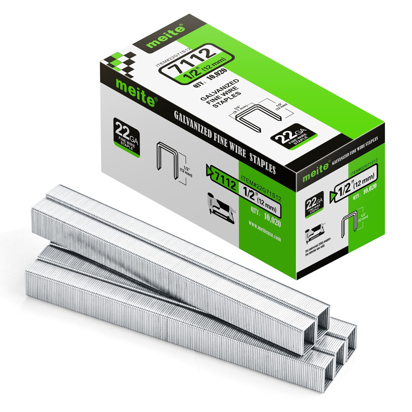 meite 22 GA 3/8″ Crown 3/16″ – 5/8″ Length Galvanized Upholstery Staples 71 Type