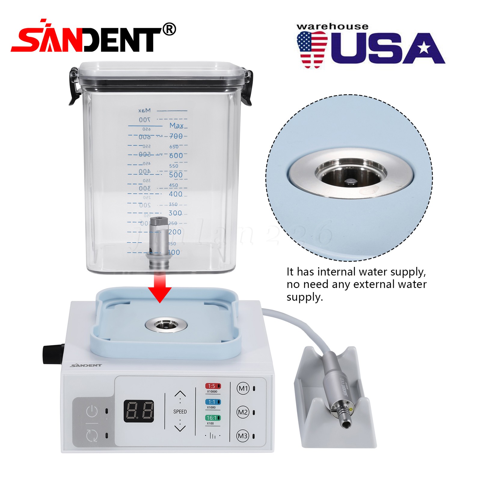 Dental LED Brushless Electric Micro Motor with Water Tank For Practice E-Type