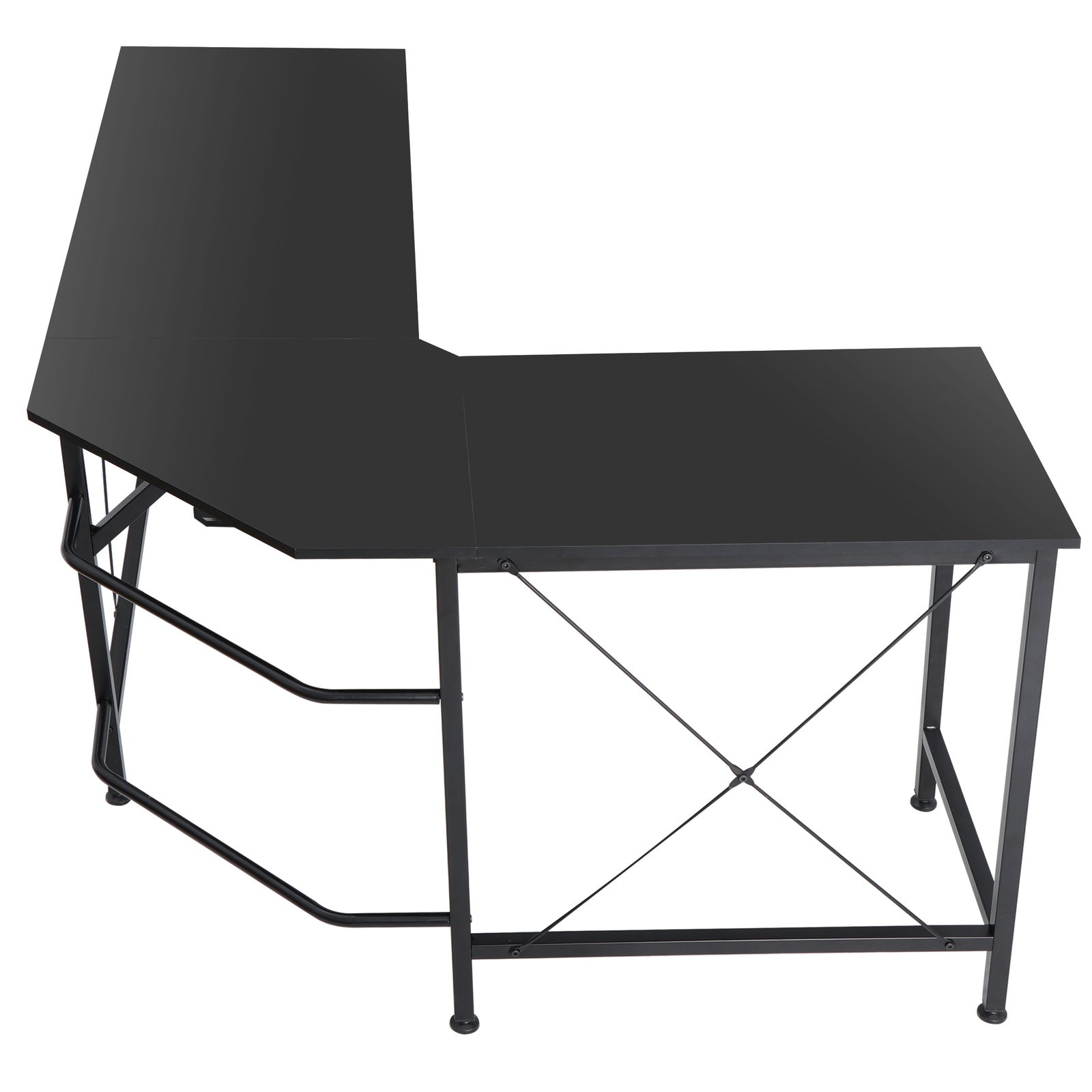 L-Shaped Corner Computer Desk Gaming Desk PC Laptop Table Workstation Black 66″