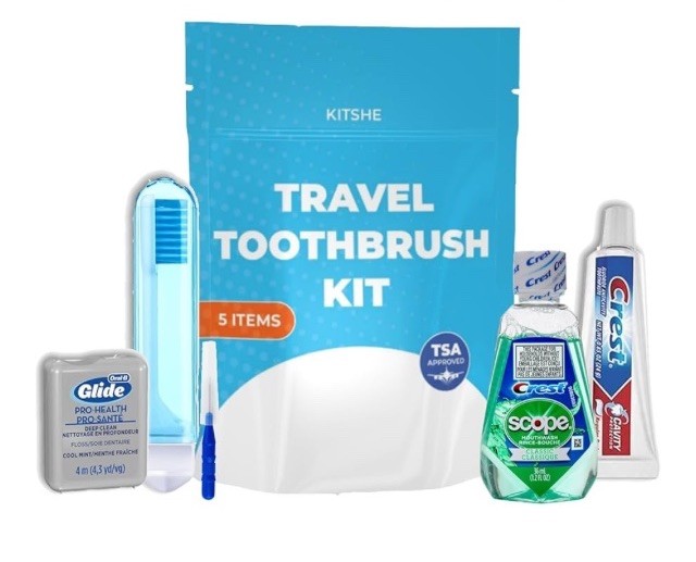 TSA Approved Crest Travel Toothbrush Kit Toothbrush Toothpaste Floss Toiletries