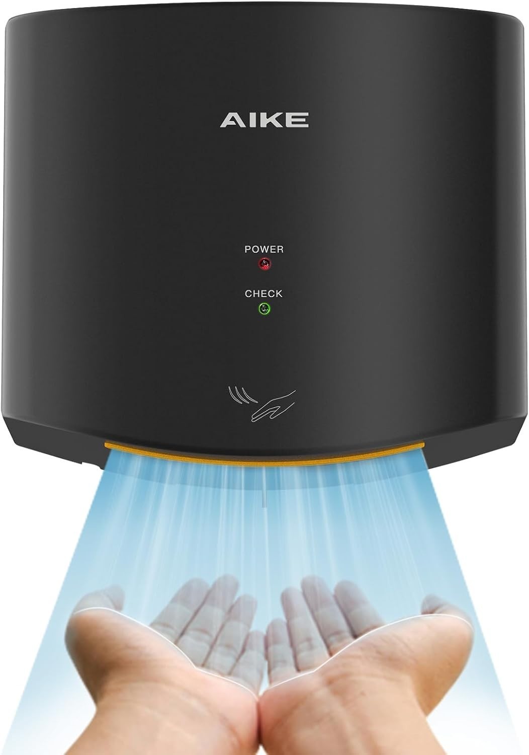 AIKE AK2630 Compact Hand Dryer 1400W – 110V Silver Air Wiper, 2-Pin Plug