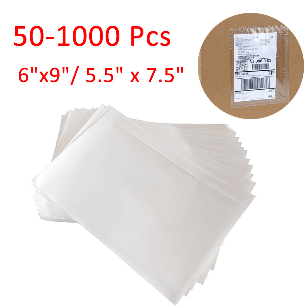 6×9 7.5×5.5 Packing List Invoice Label Pouches Clear Shipping Envelopes Adhesive