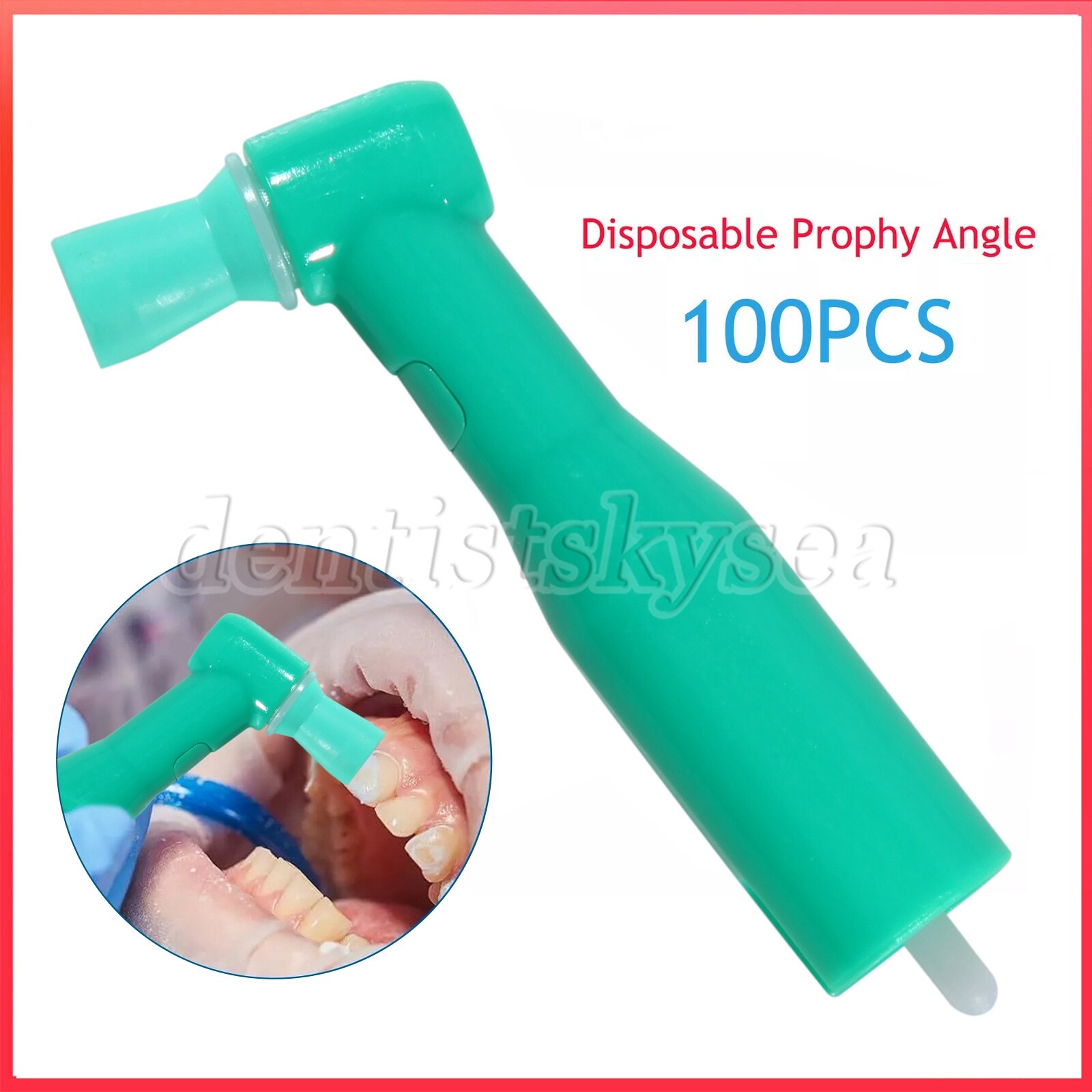 100pcs Dental Prophy Brush Cup Disposable 105° Angle Polish Brushes Green
