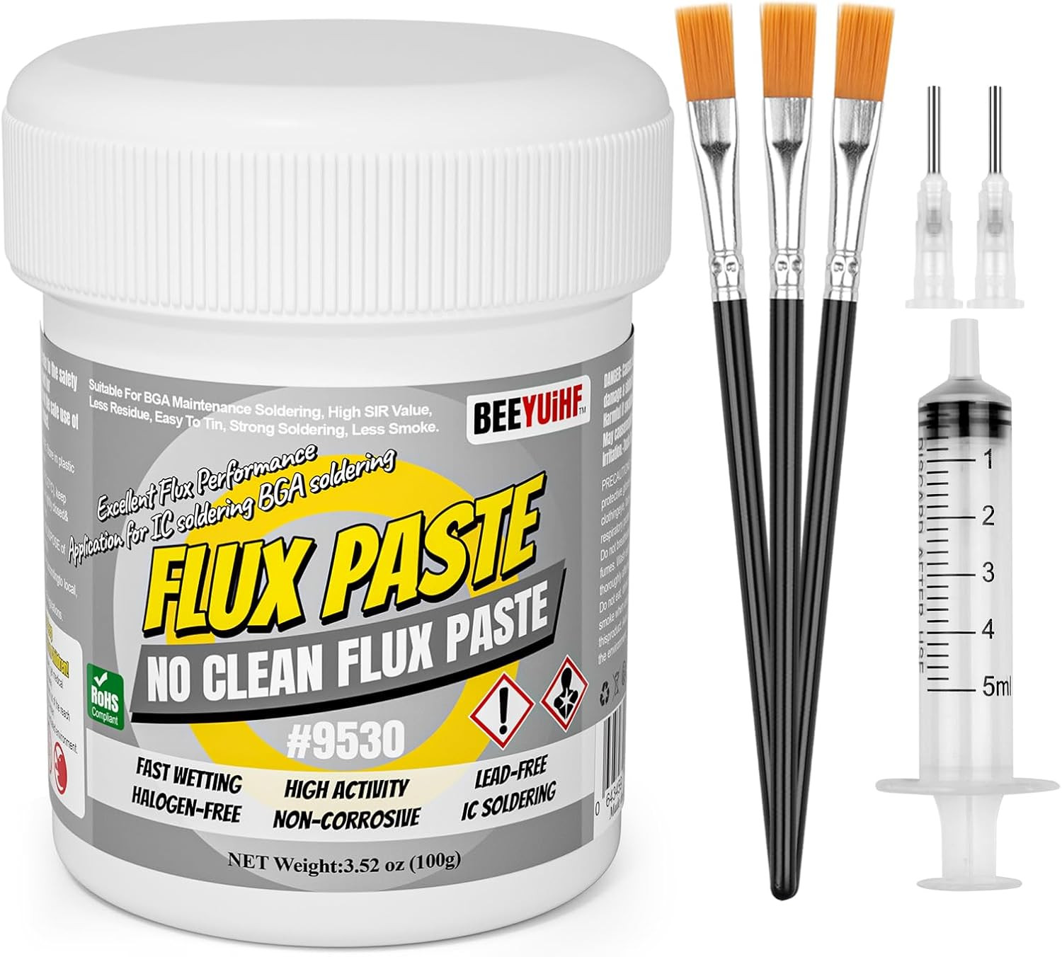No-Clean Soldering Flux Paste Electronics (5.15Oz/146G)