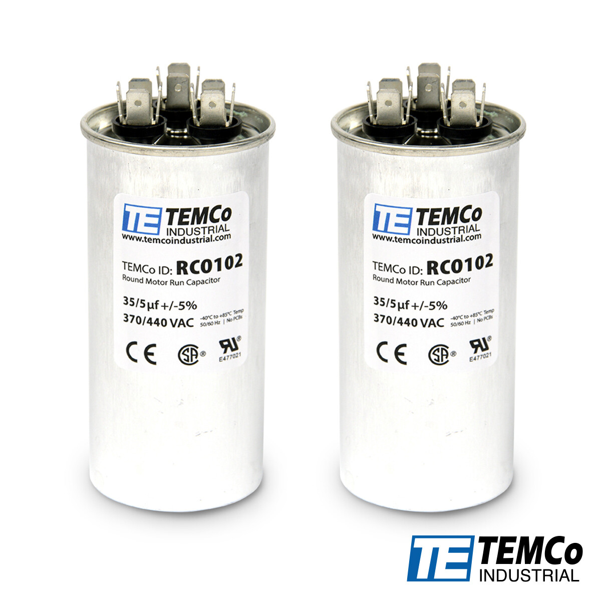 TEMCo 35+5 uf/MFD 370-440 VAC volts Round Dual Run Capacitor 50/60 Hz -Lot-2