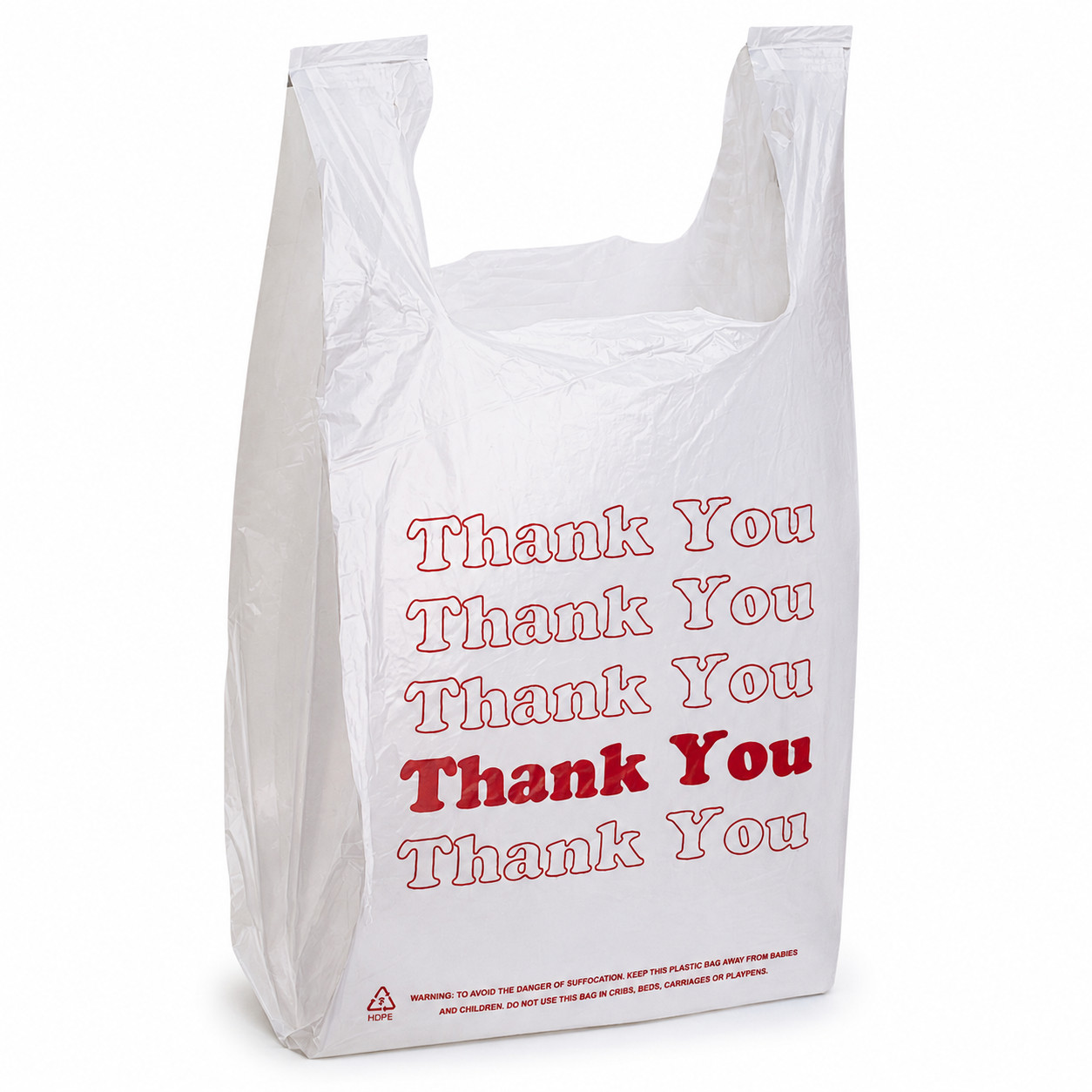 White Thank You Plastic Bags 11.5x6x21 0.48 Mil HDPE Retail Shopping Bags