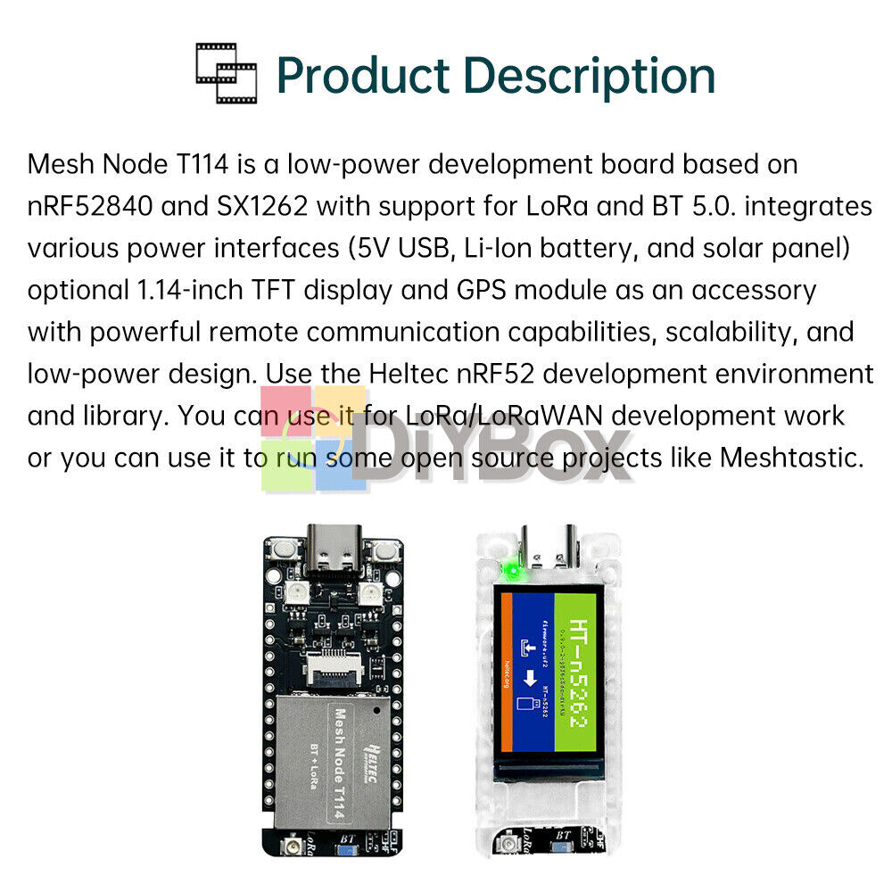 HelTec Node T114 LoRaWAN LoRa nRF52840 SX1262 Meshtastic Tracker – 868MHz Type-C