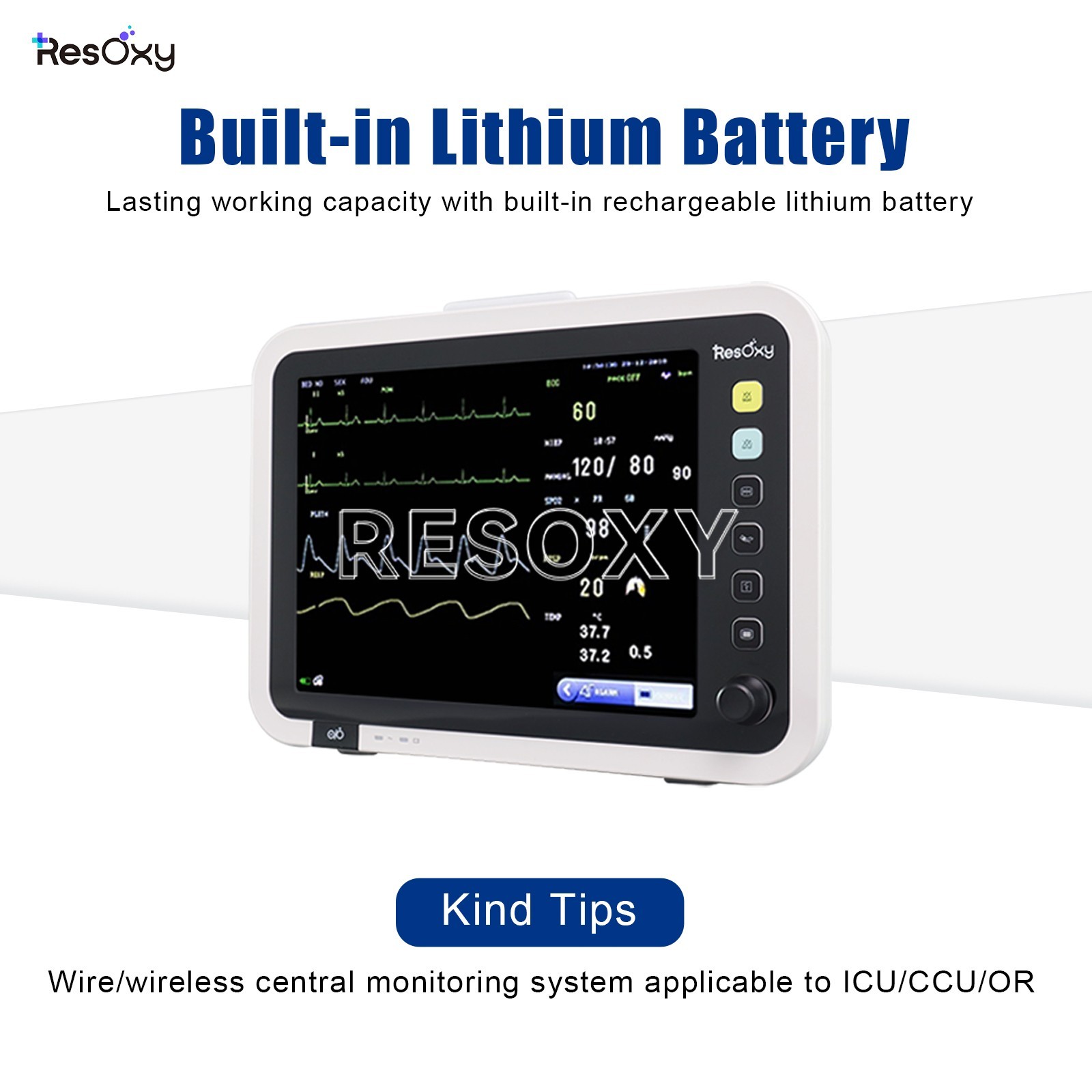 12-Inch Patient Vital Signs Monitor Multi-Parameter ECG/NIBP/TEMP/RESP/SPO2/PR