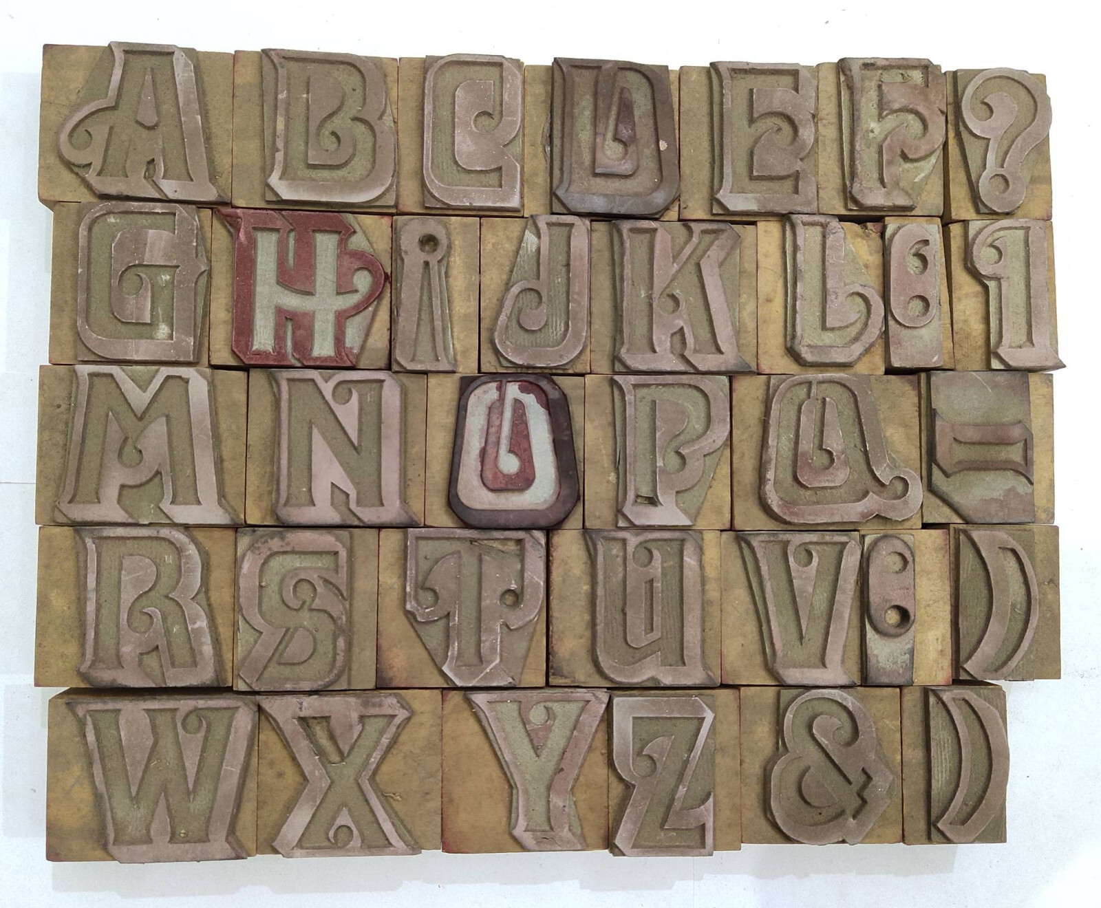 34 Pieces A To Z Letterpress Wood/Wooden Hand-Carved Matrices for Type English