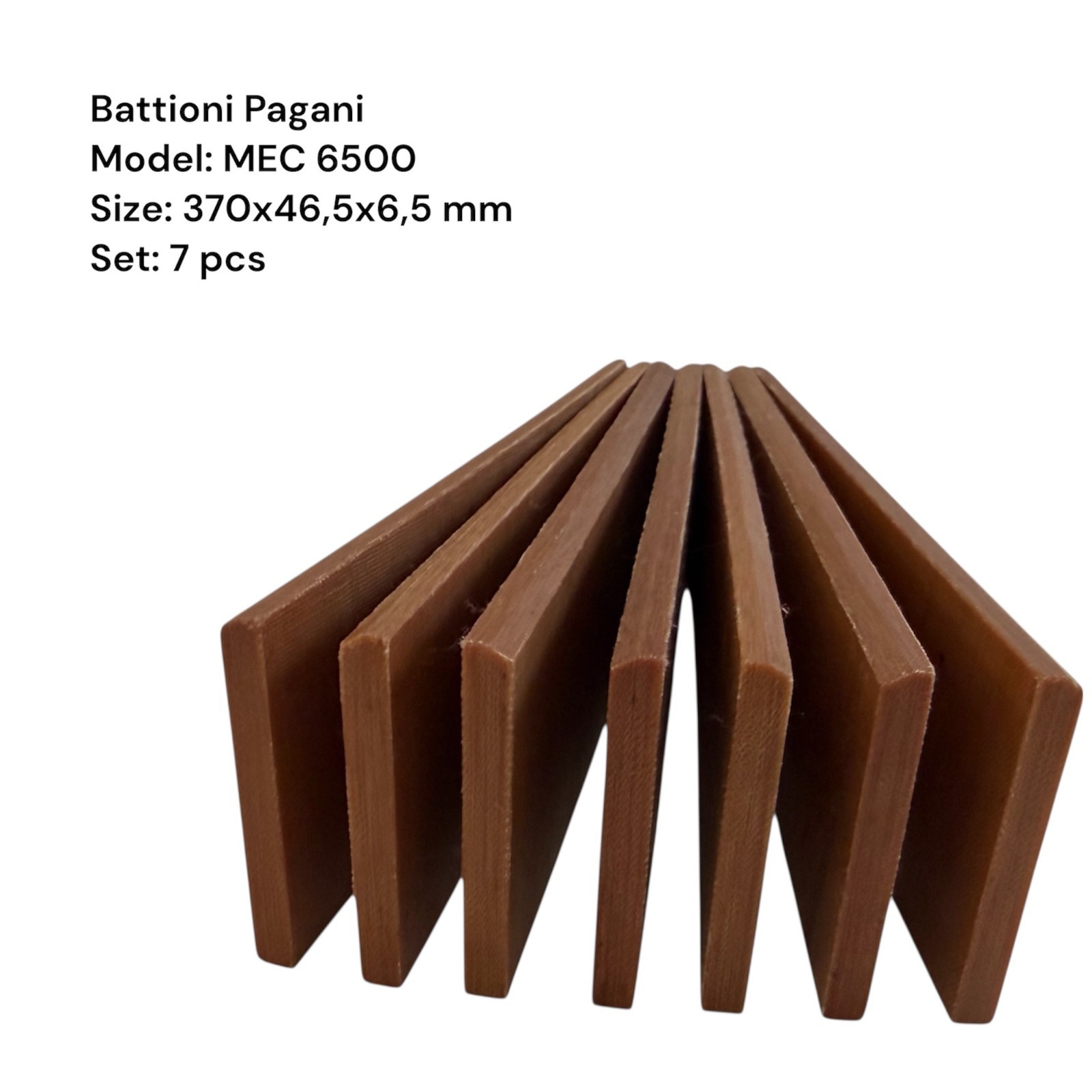 7 pcs, 370×46,5×6,5 mm Vanes for vacuum pump MEC 6500 BATTIONI PAGANI