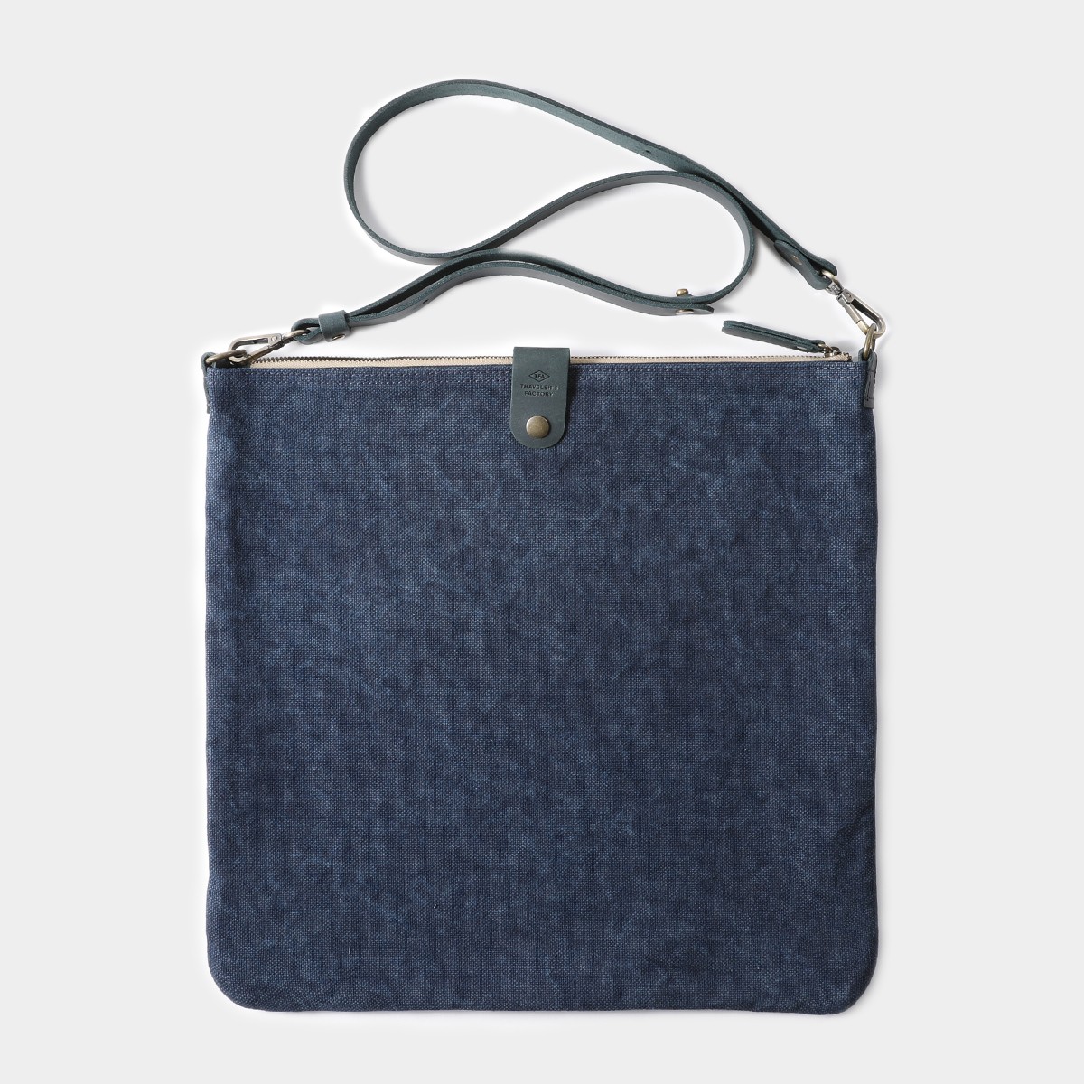 TRAVELER’S Factory Canvas Shoulder Bag M Blue Cotton Leather Made in Thailand
