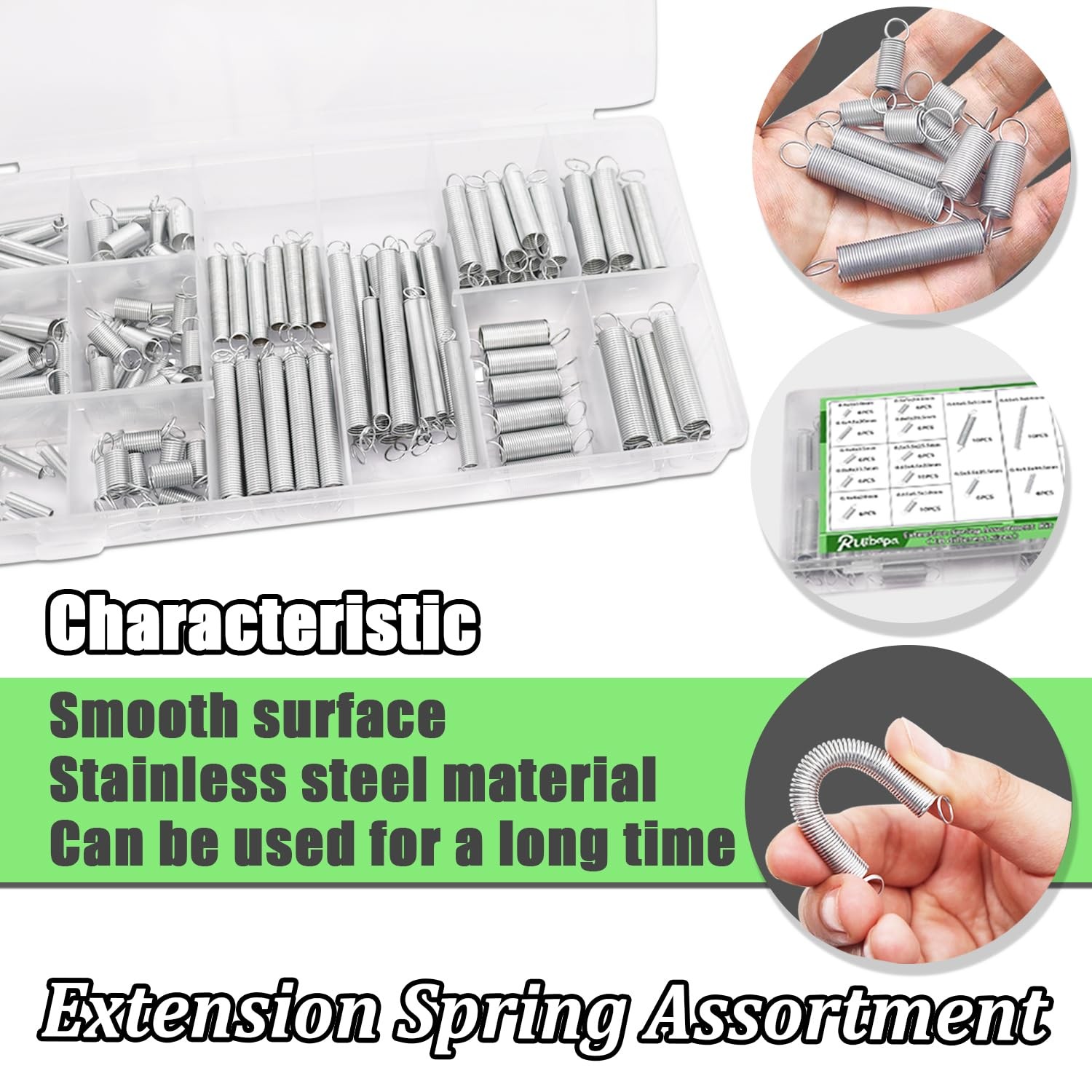 Ruibapa 133 PCS Extension Spring Assortment Kit 18 Different 133PCS（18 Sizes)