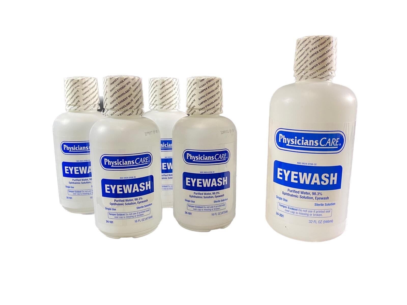 PHYSICIANSCARE Single Use Eyewash Bottle 16oz Ophthalmic Solution 36N057 (5/cs)