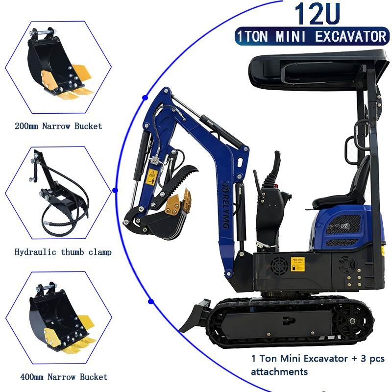 Free delivery unloading. 1-ton mini excavator, 13.5hp EPA engine, 3 accessories