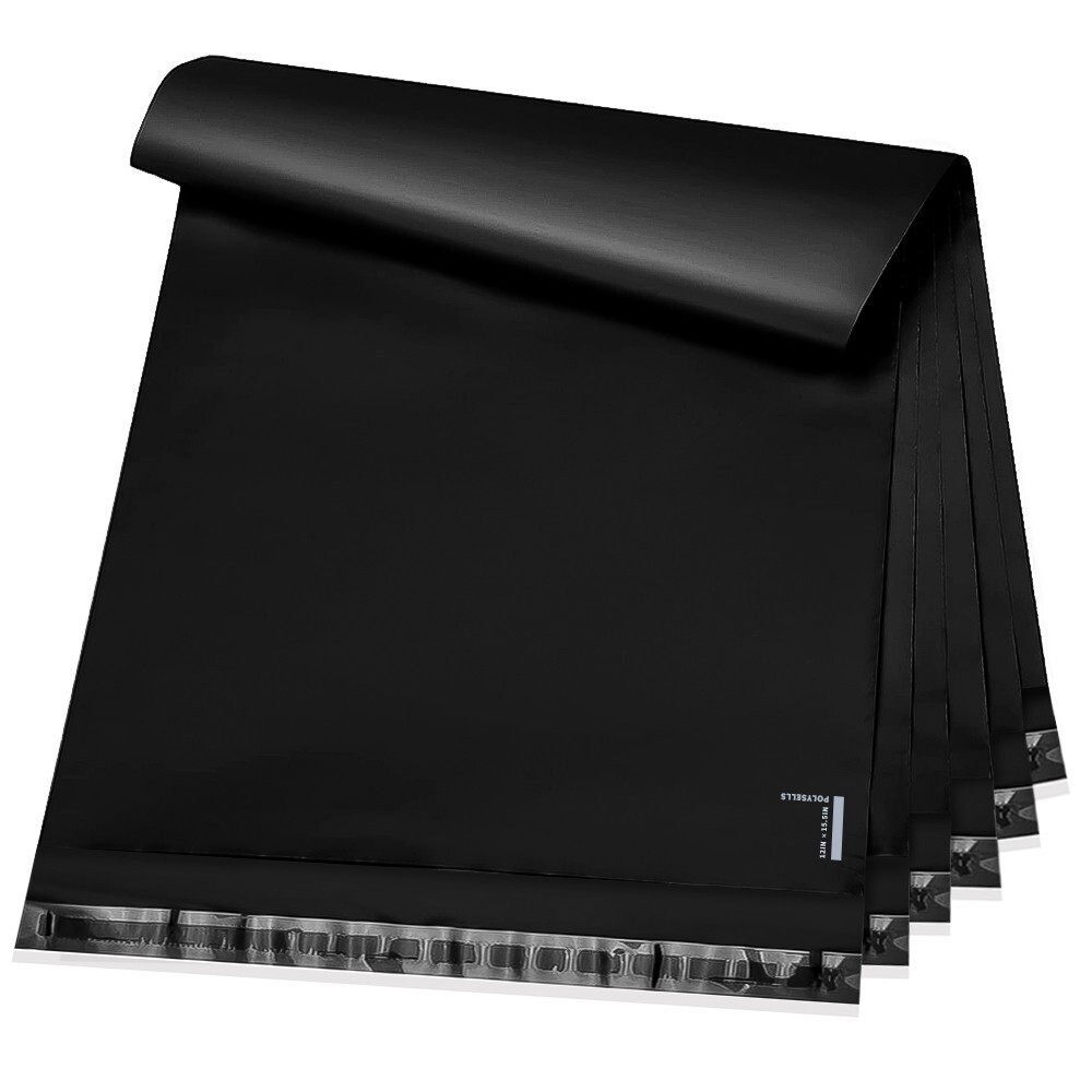 100 12×15.5 Poly Mailer Self Sealing Shipping Mailers Bags Black POLYSELLS