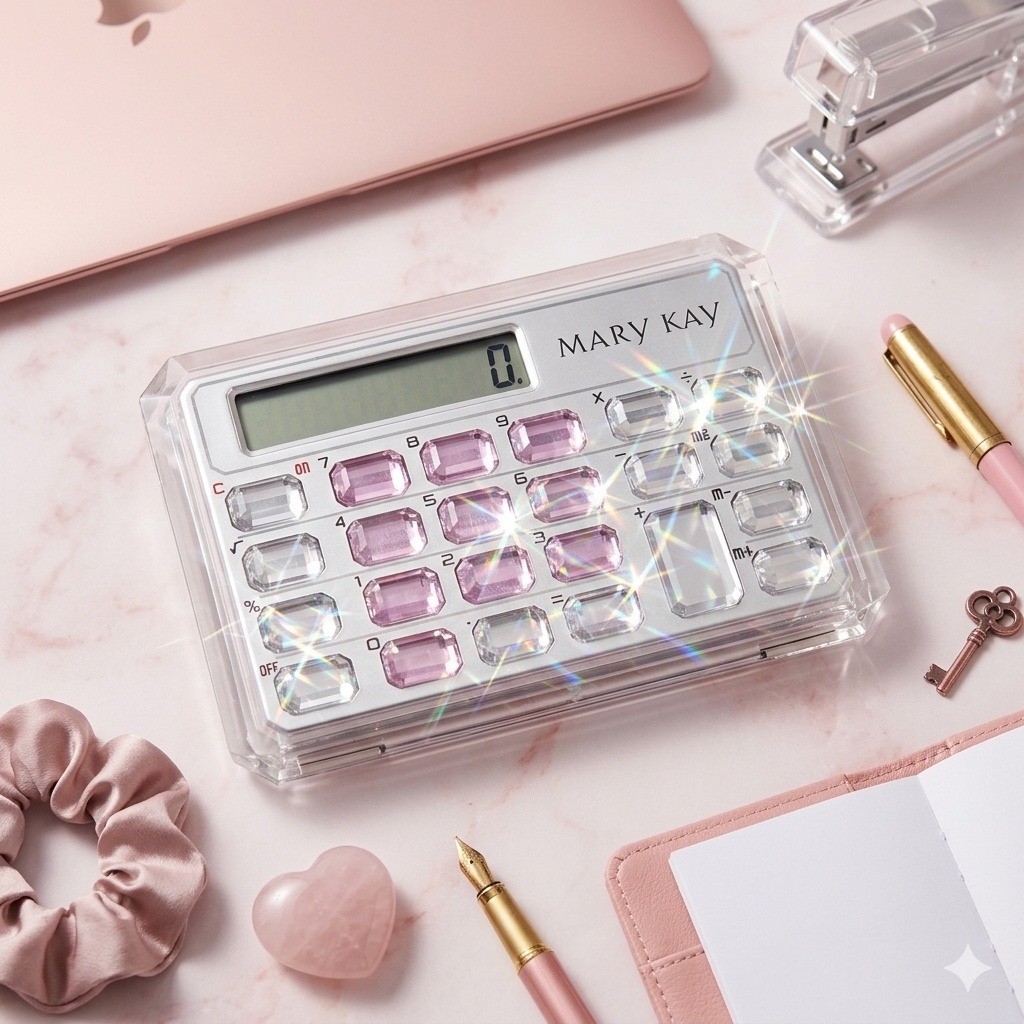 Vintage 1990s «Elle Woods» Mary Kay Crystal Gemstone Desk Calculator Pink NEW