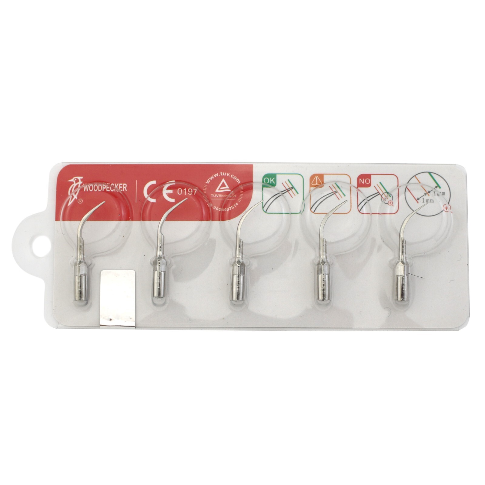 5Pcs Woodpecker Piezo Tips P1 Slim Perio fit Dental Ultrasonic EMS UDS Scaler
