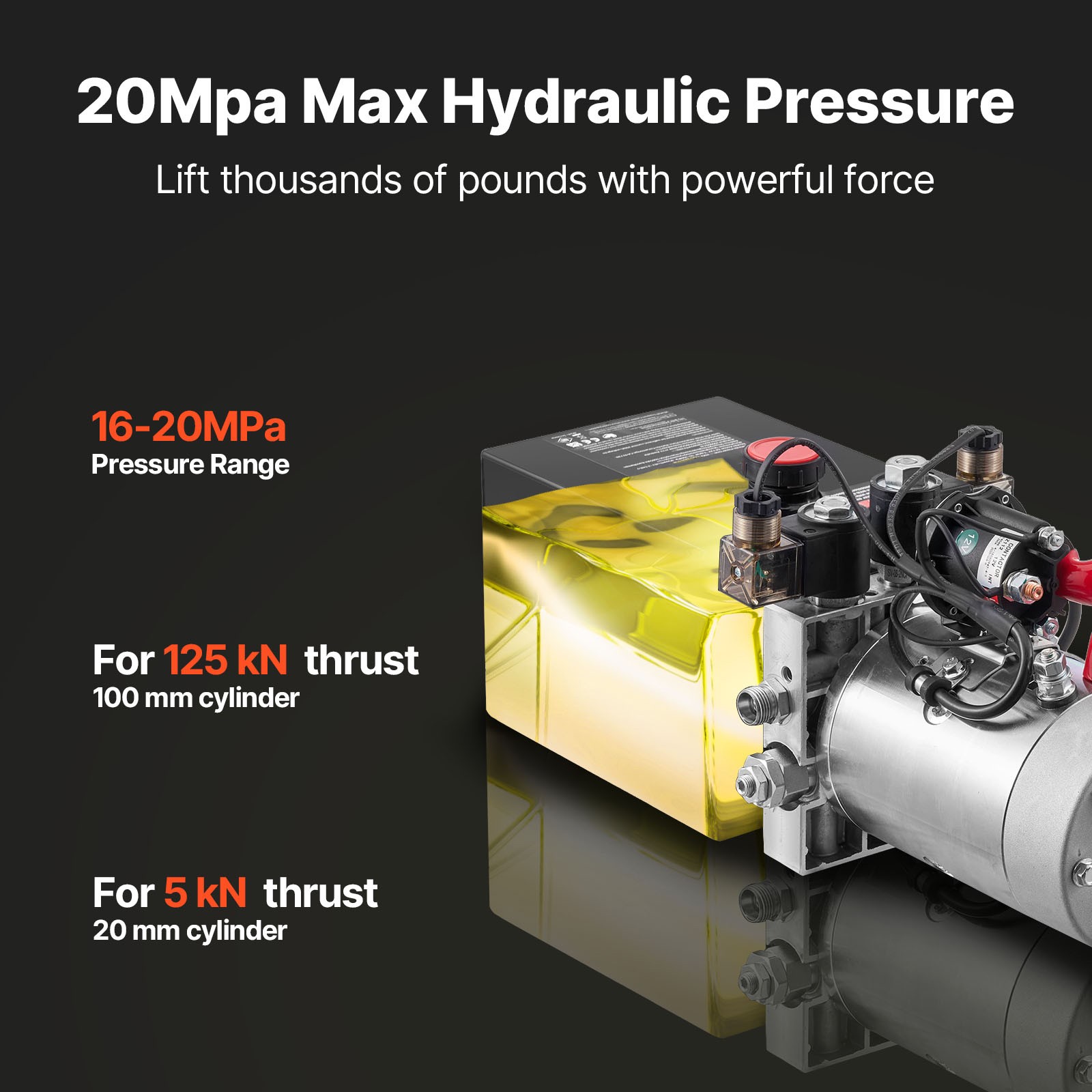 Uimoso 4 Quart Double Acting Hydraulic Pump Power Unit Pack DC 12V 22MPA SAE#6