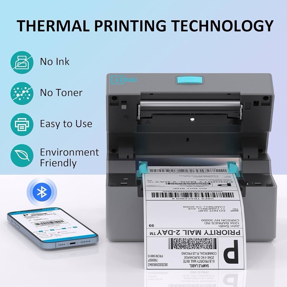 Bluetooth Thermal Shipping Label Printer 4×6 Support iOS iPhone iPad Android……