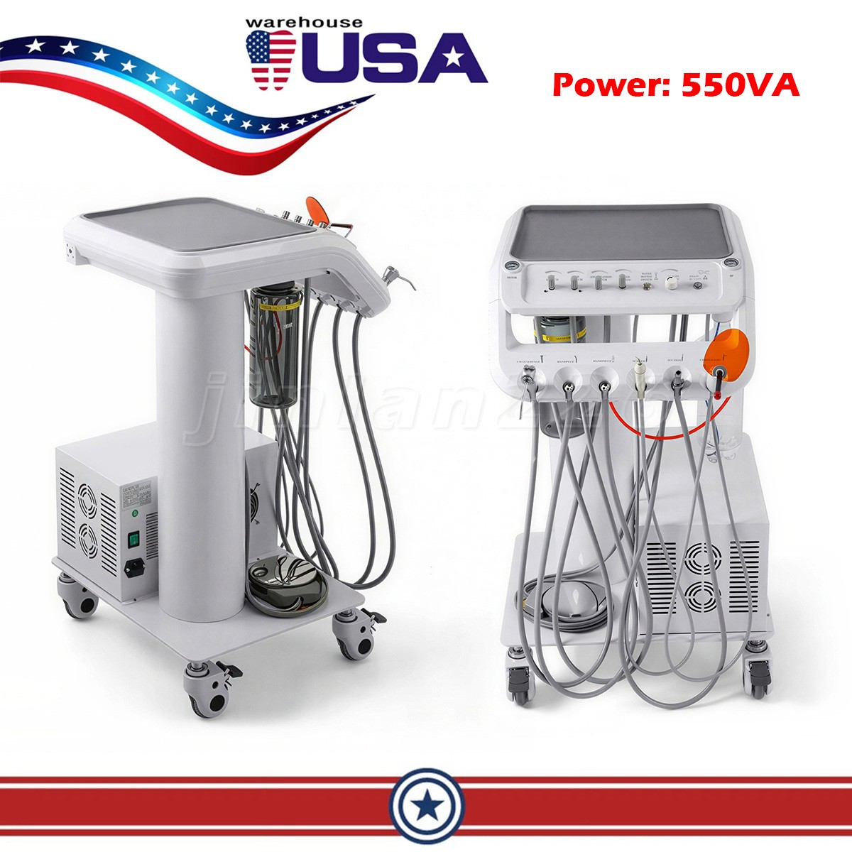 Dental mobile Delivery Unit Treatment Cart with Compressor scaler Curing Light