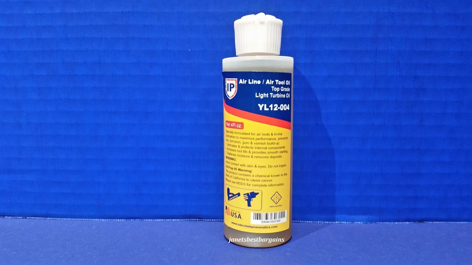 U.S.A. Made Pneumatic Air Tool Oil 4 Oz. Flip Top Bottle 10 Weight Non Detergent