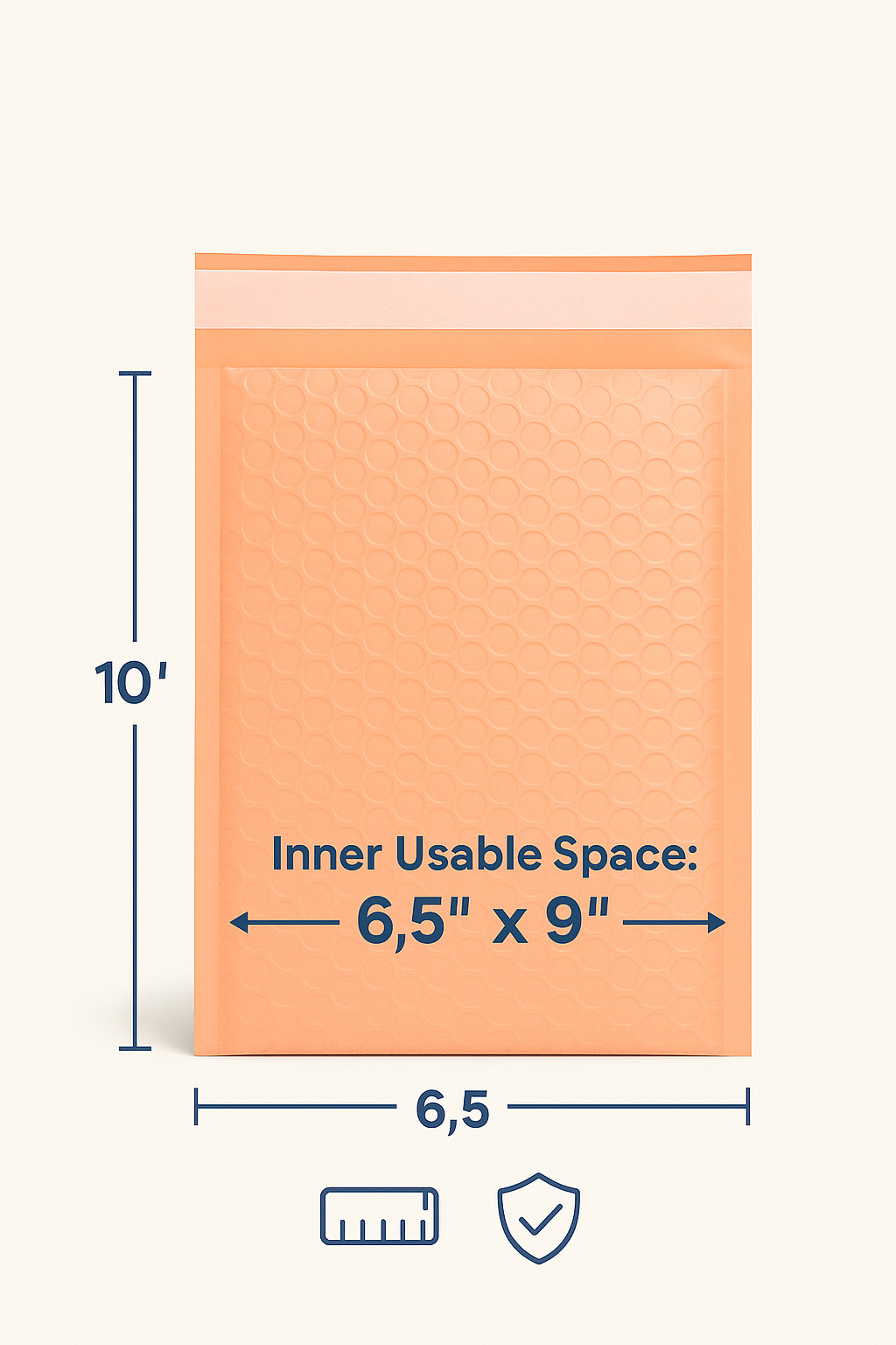 Peach Poly Bubble Mailers 6.5×10 Self-Seal Padded Envelopes | 25–1000 Pack | US