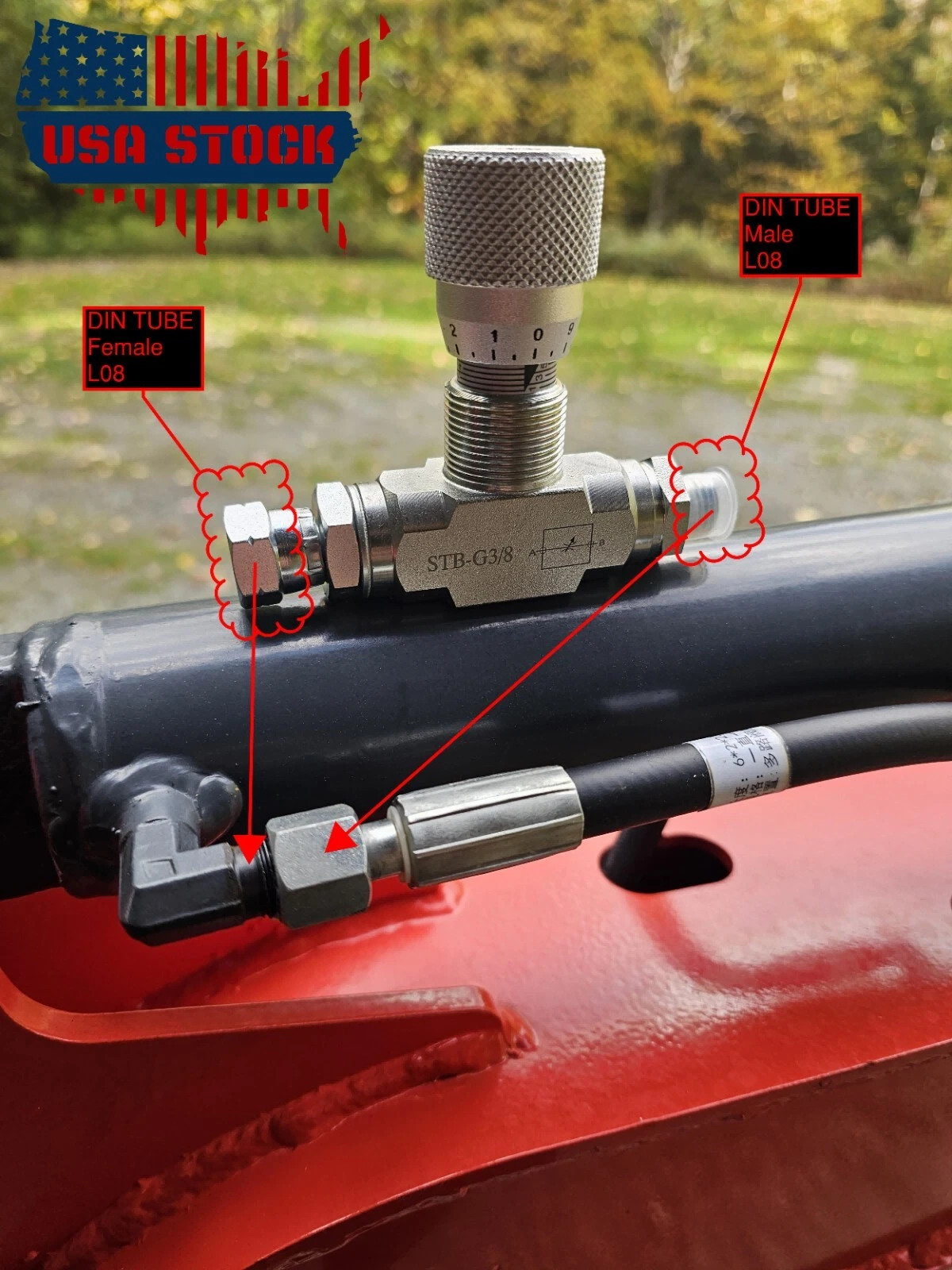 3/8″ L08 -Hydraulic Flow Control Valve – STB-G3/8 – Mini Excavator – AGT – USA
