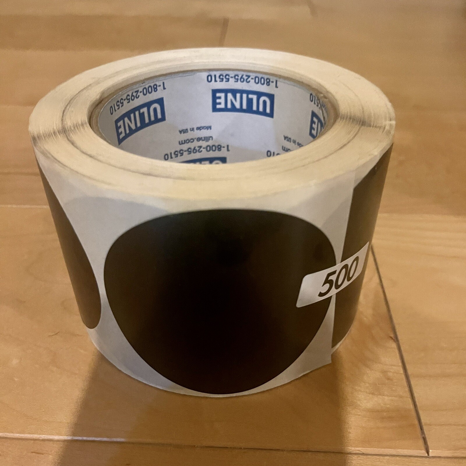 Uline S-1177BL 3” 3-inch Blank Inventory Round Circle Label Roll 500 Black
